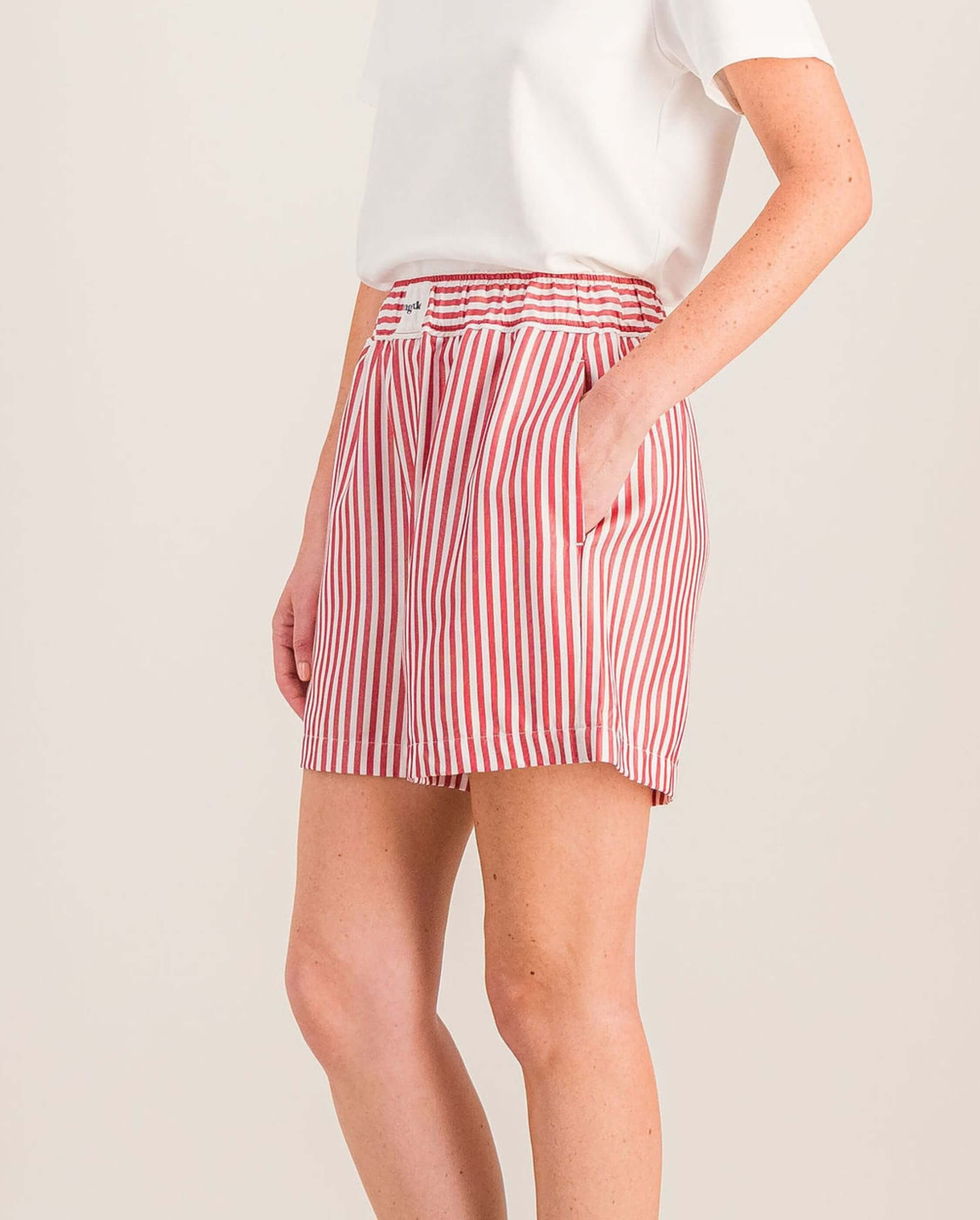 Women's short tencel, red stripes ANGARDE Red
