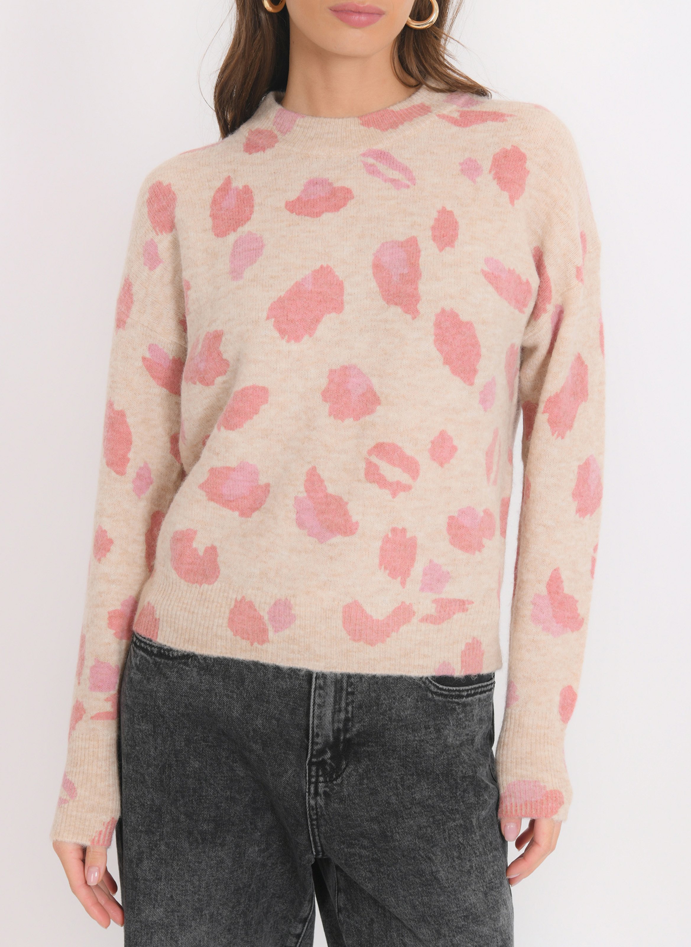 Pull imprimé en laine mélangée KOOKAI Beige