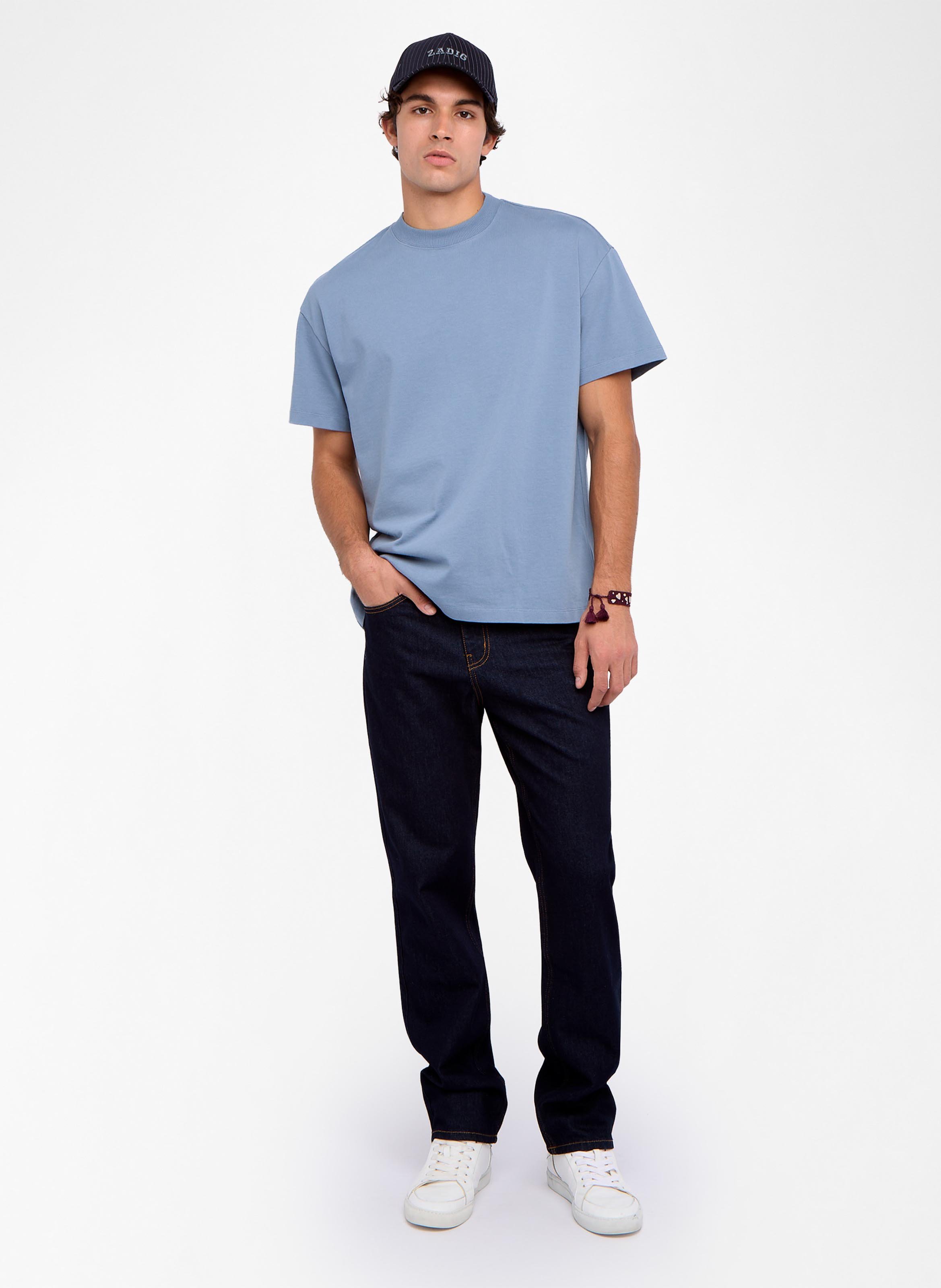 Straight-cut printed cotton T-shirt with round neck ZADIG&VOLTAIRE Blue