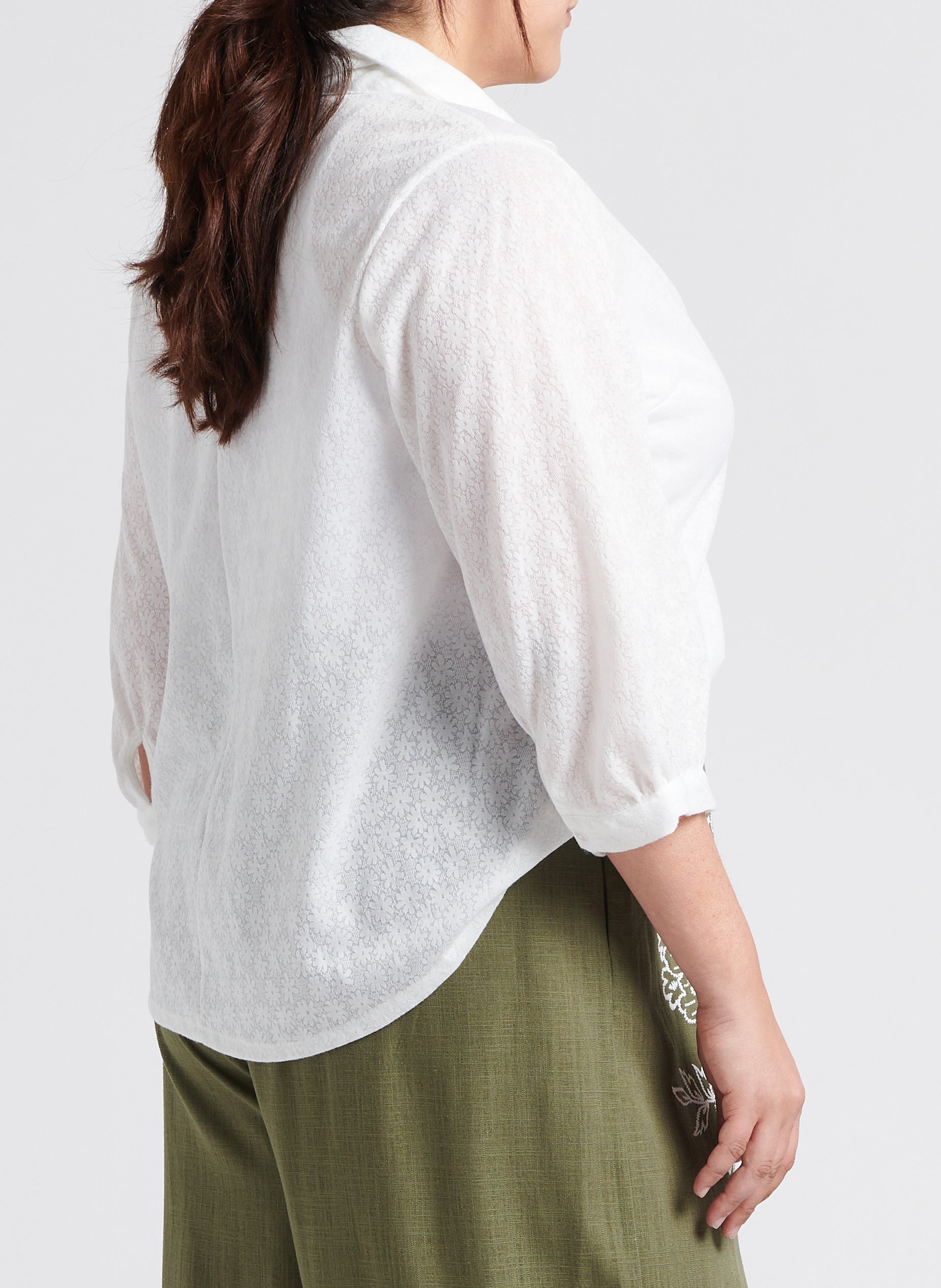 Geblümte Bluse mit klassischem Kragen EVOKED Weiss