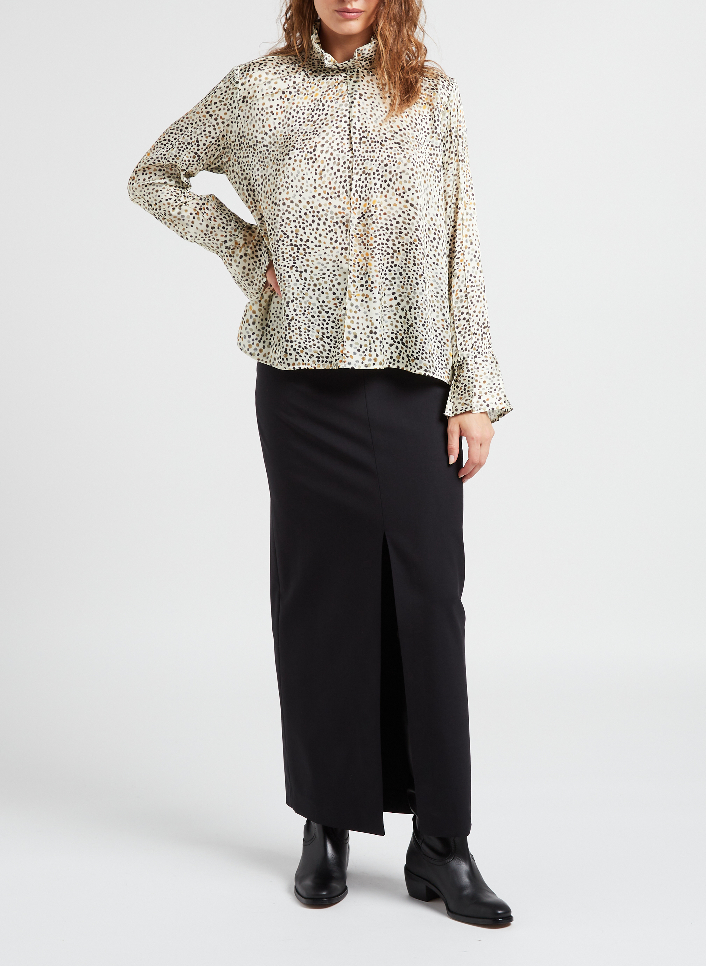 Ruimvallende top met opstaande kraag en print HEIMSTONE Veelkleurig