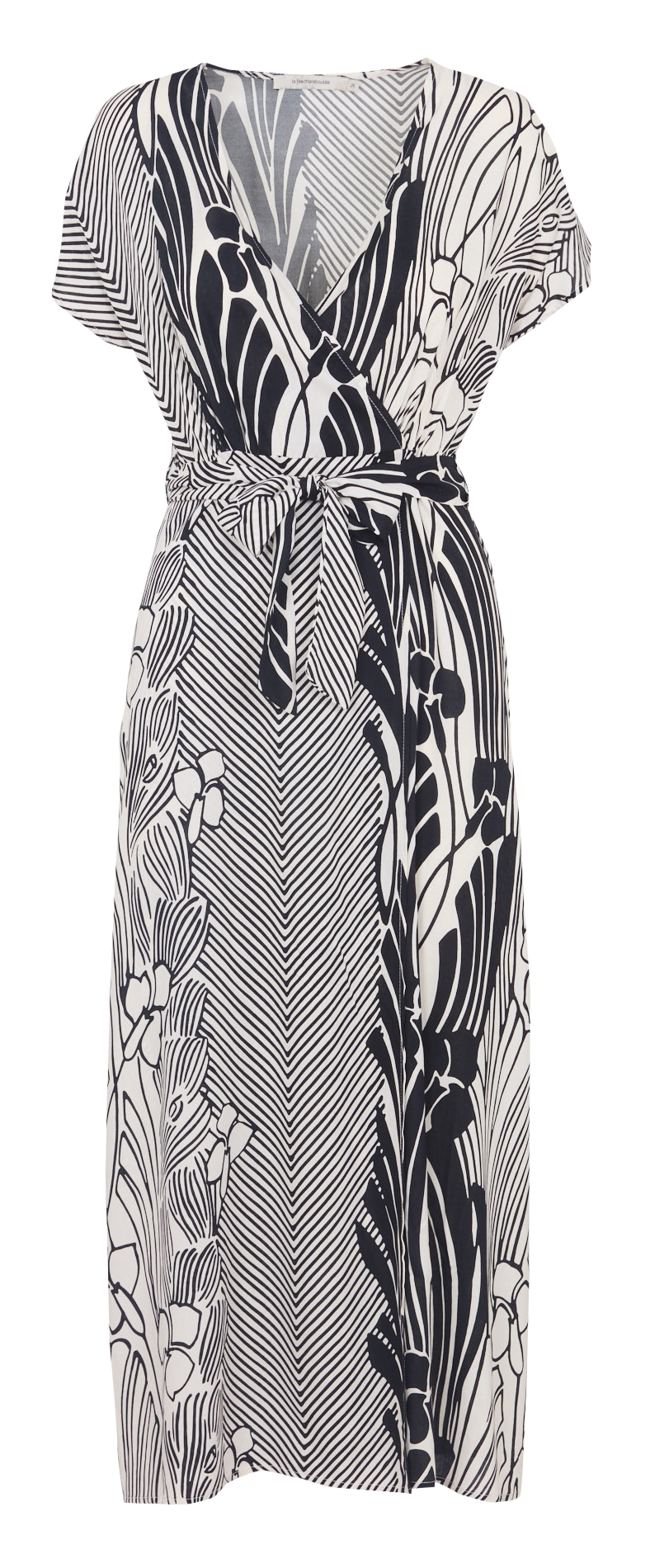 Robe longue cache-coeur imprimée LA FEE MARABOUTEE Noir