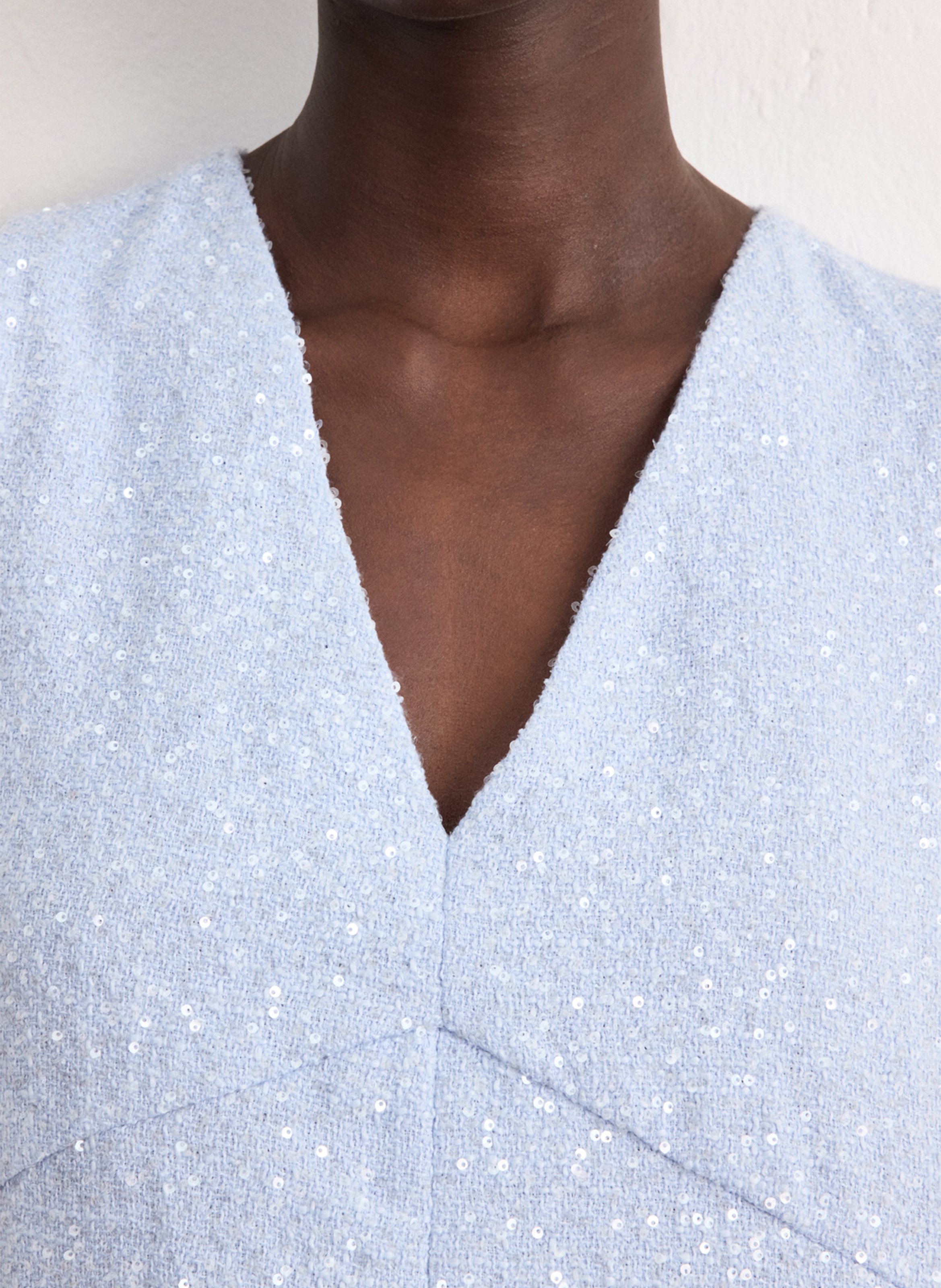 Rechte jurk met V-hals PABLO Blauw