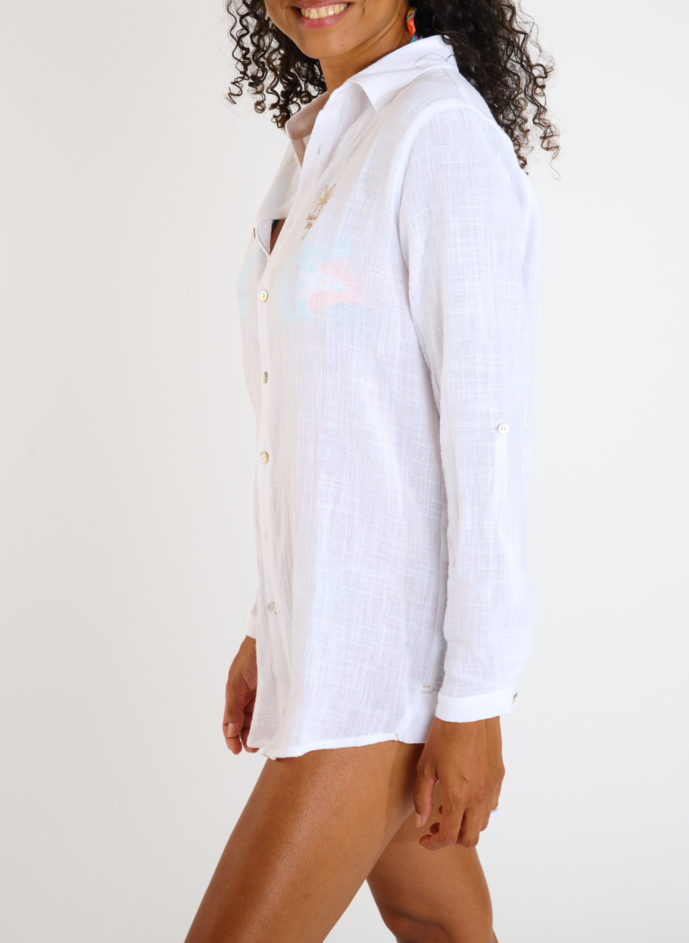 Chemise de plage en coton BANANA MOON Weiss