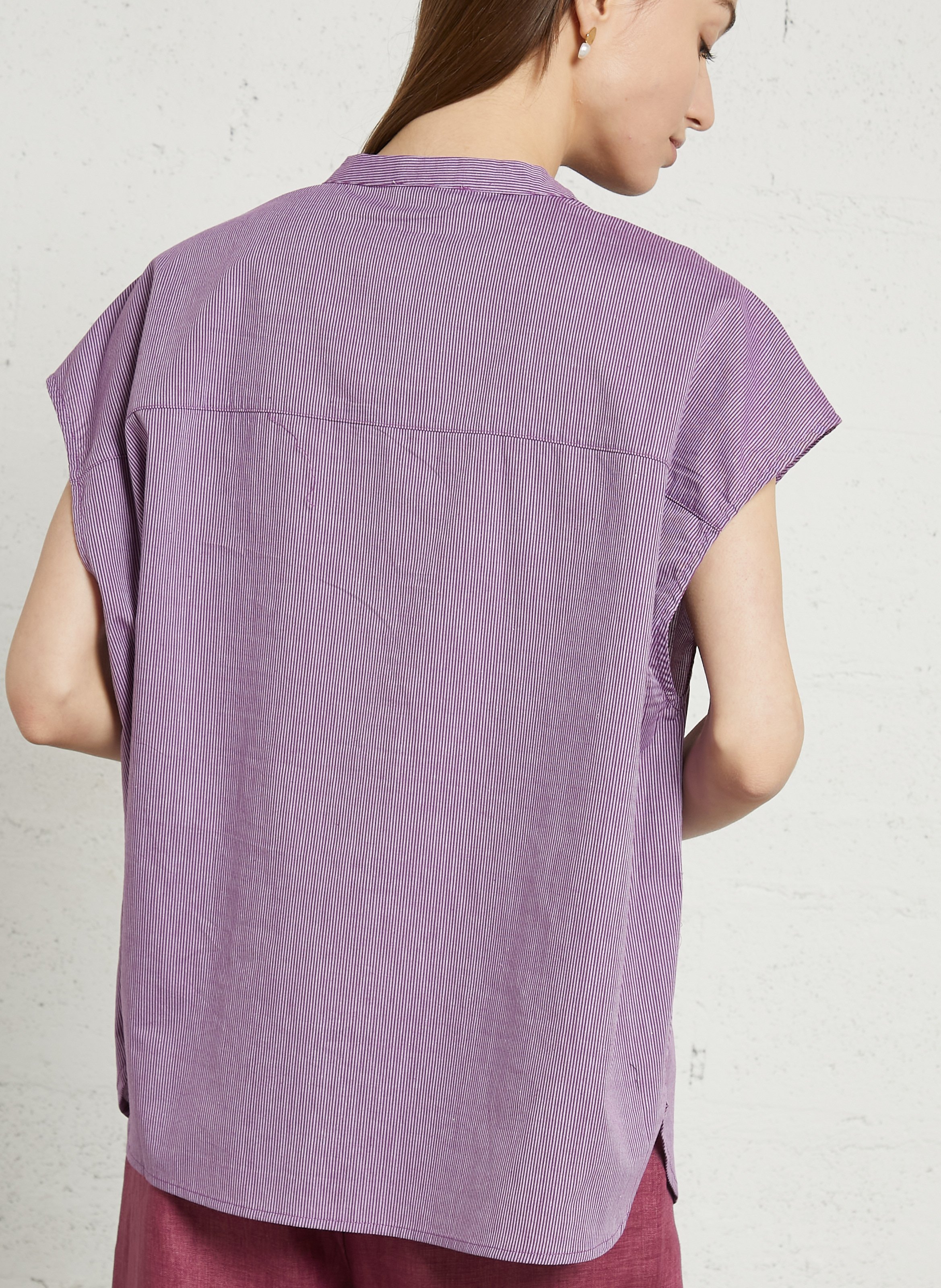Top ample à rayures fines en coton SEE U SOON Violet