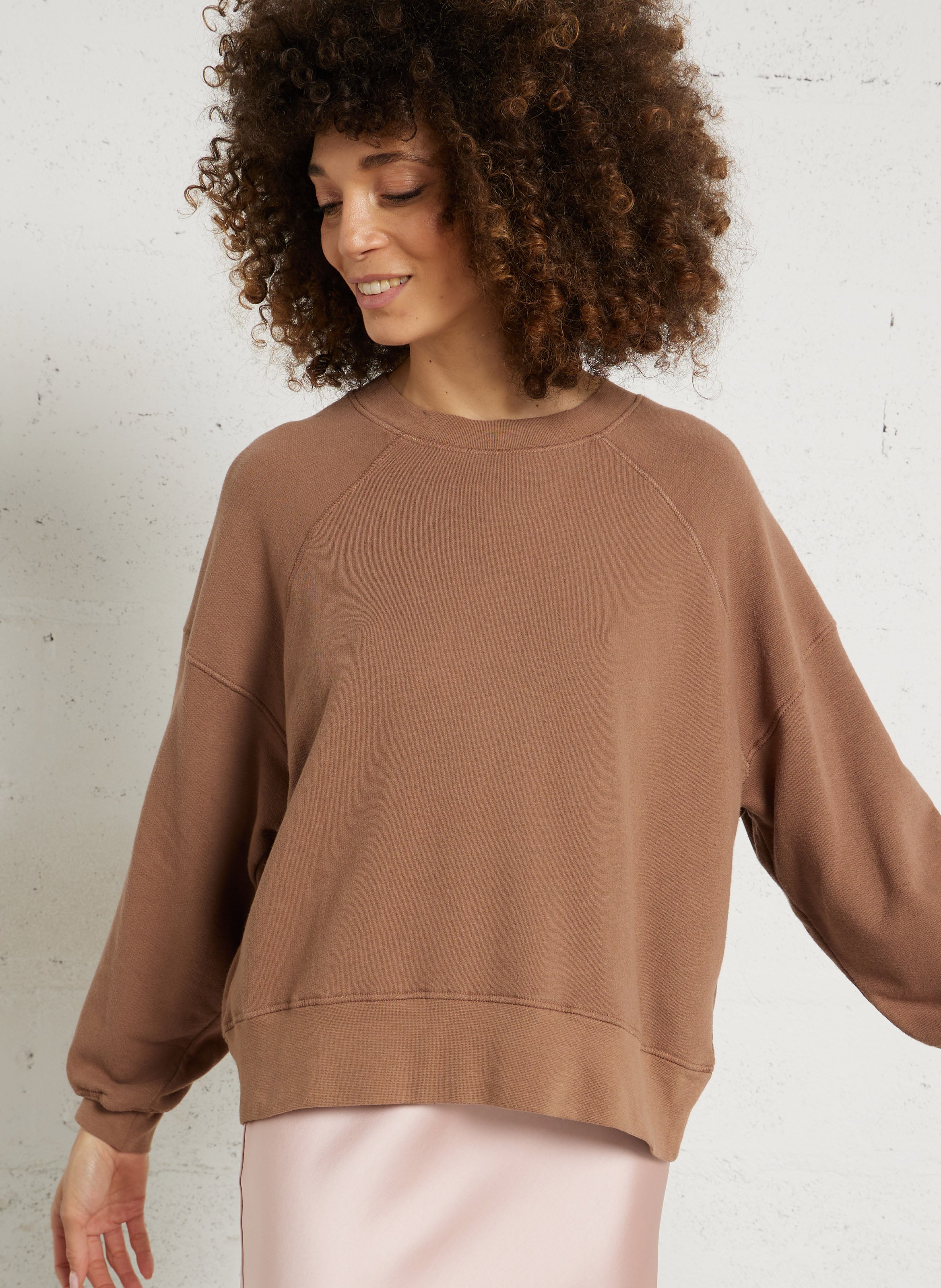 Oversize-Sweatshirt aus Baumwoll-Mix mit Rundhalsausschnitt AMERICAN VINTAGE Braun