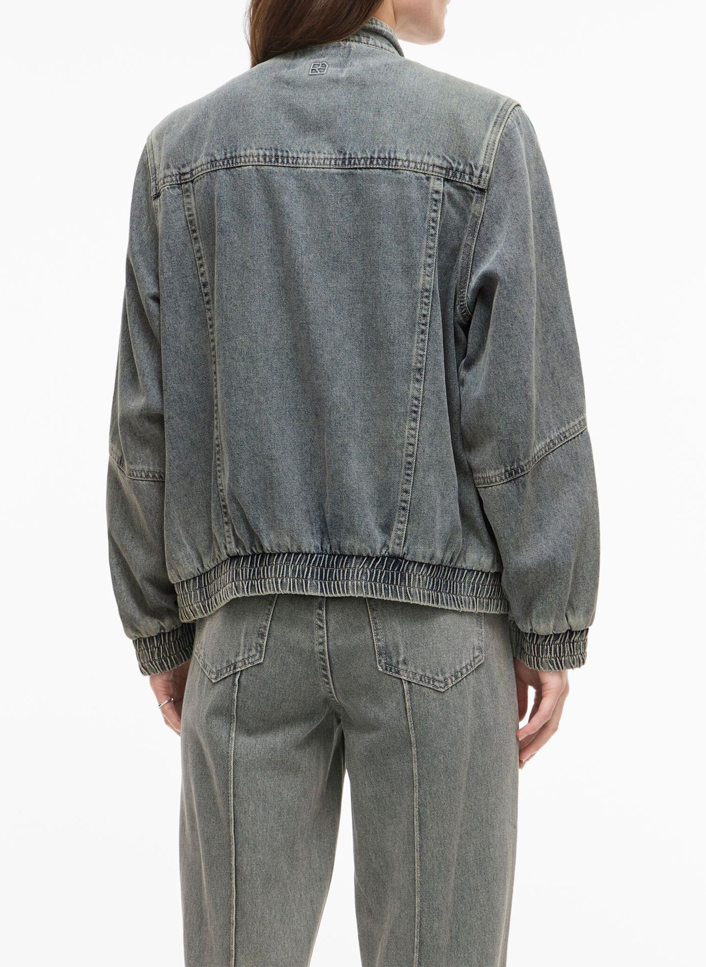 Oversized high-neck jacket in cotton and recycled cotton ROUGE EDIT Blue