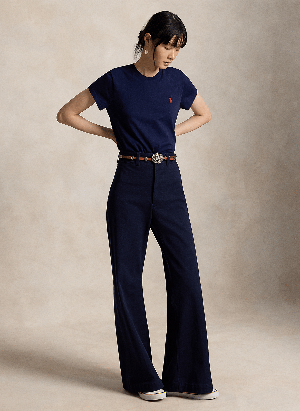 Short-sleeved plain t-shirt with logo POLO RALPH LAUREN Blue