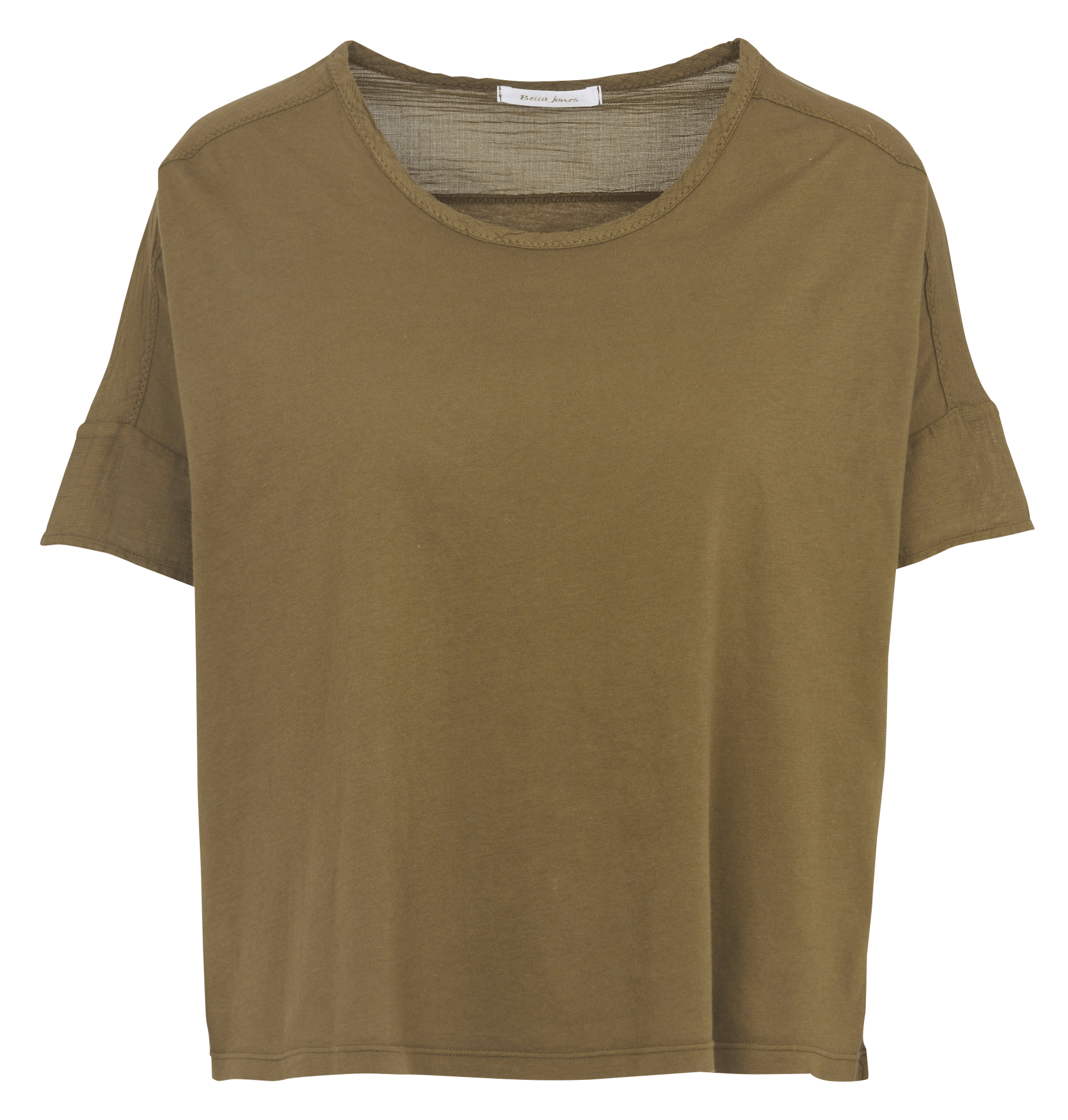 Tee-shirt ample col rond en coton BELLA JONES Kaki