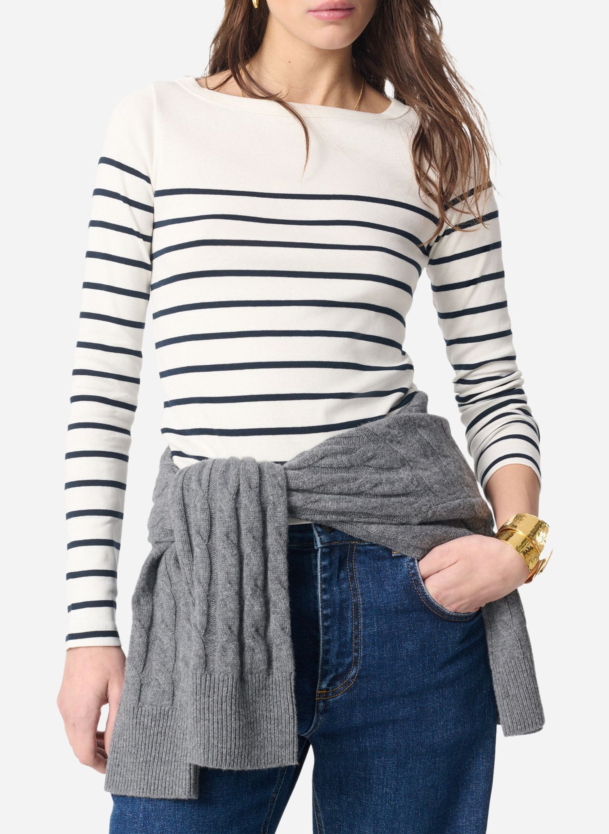 Camiseta de algodón con cuello barco VANESSA BRUNO Blanco