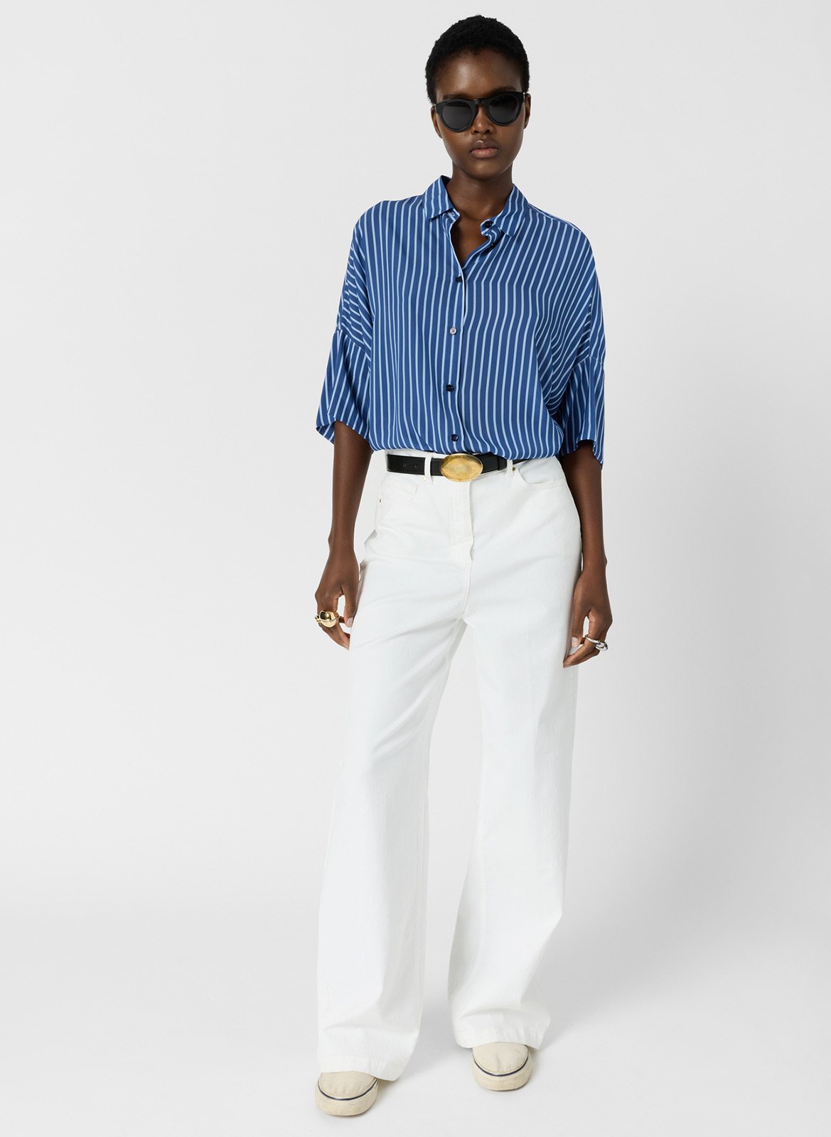 Oversize Bluse mit 3/4-Ärmeln gestreift GERARD DAREL Blau