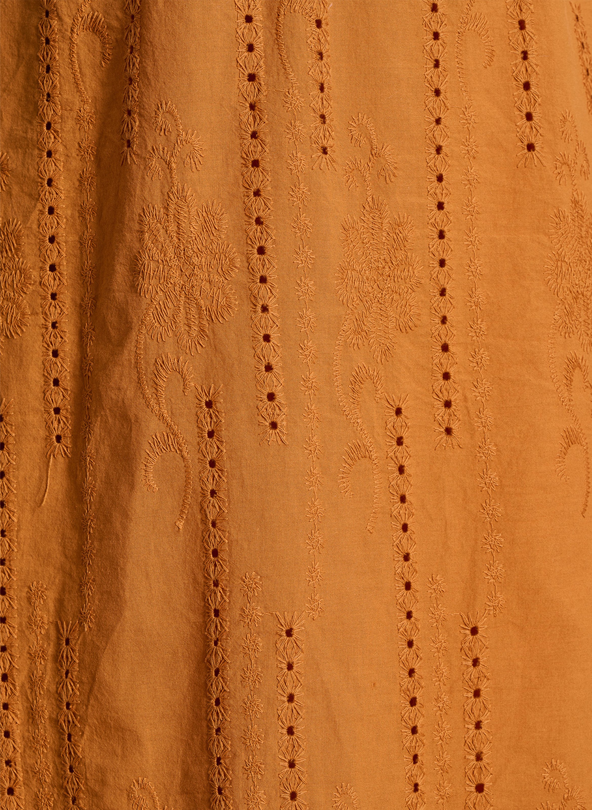 Halflange, katoenen jurk met V-hals LA FEE MARABOUTEE Bruin