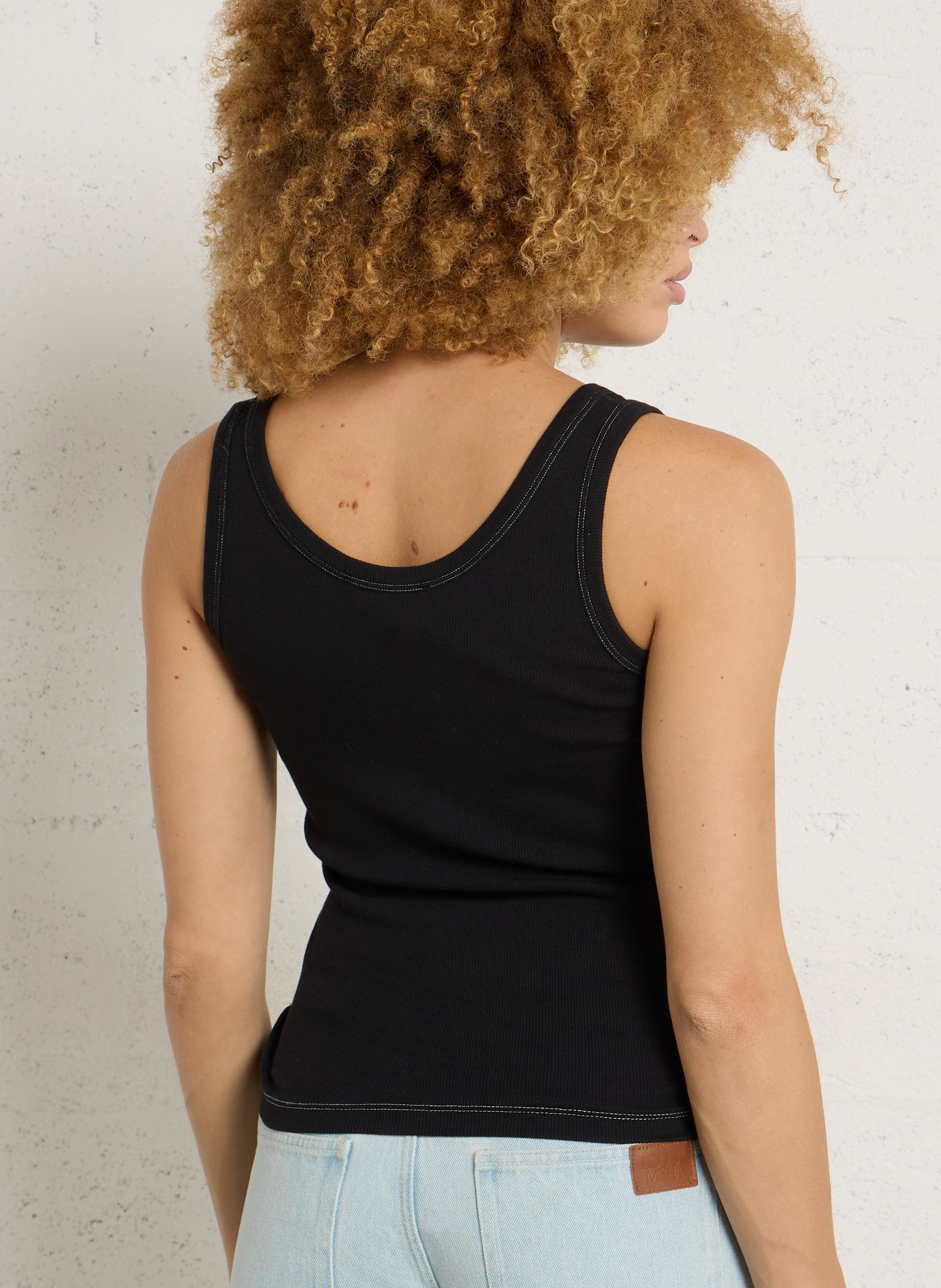 Gerade geschnittenes Baumwoll-Tanktop BERENICE Schwarz