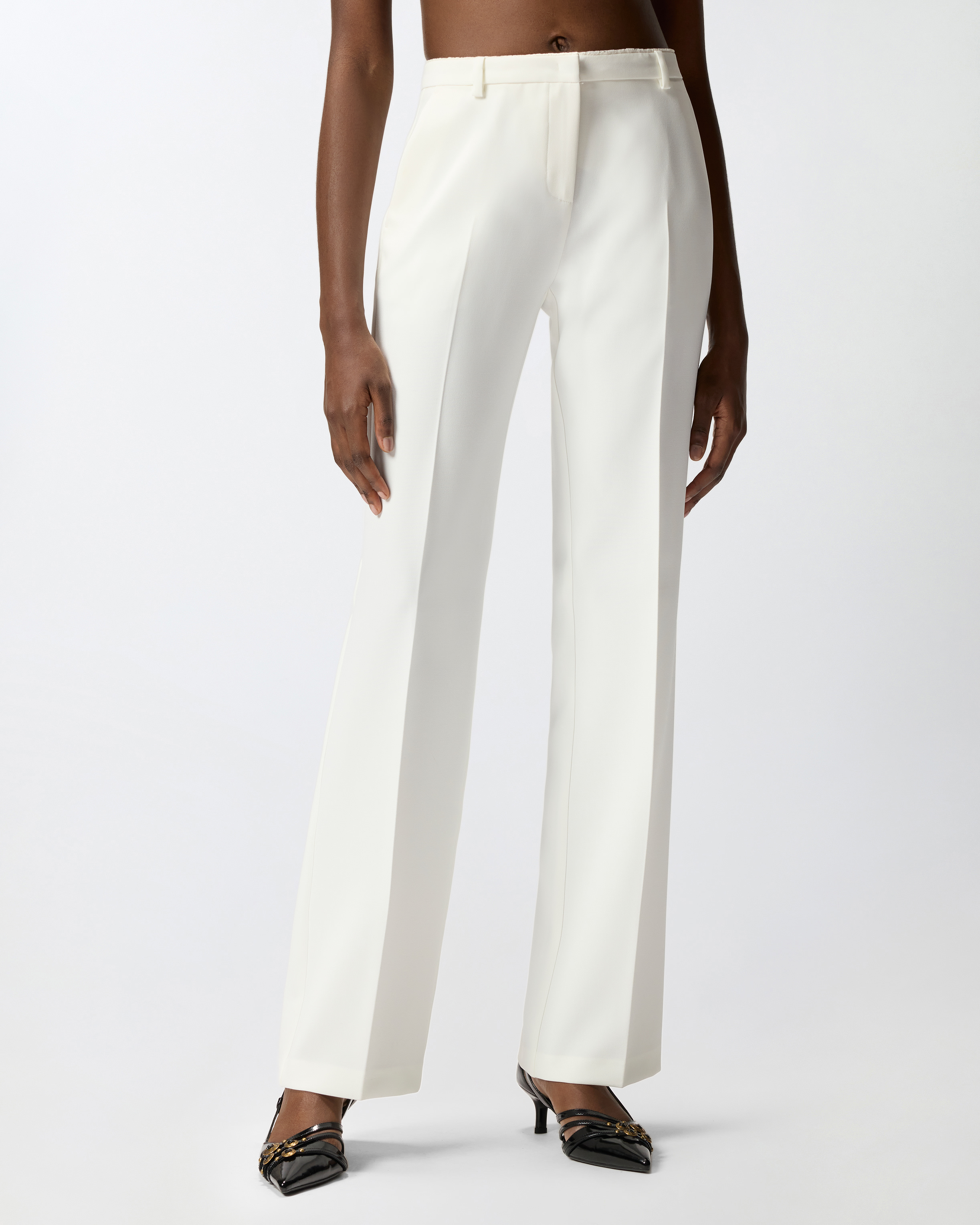 Trousers in canvas with a crease PINKO White