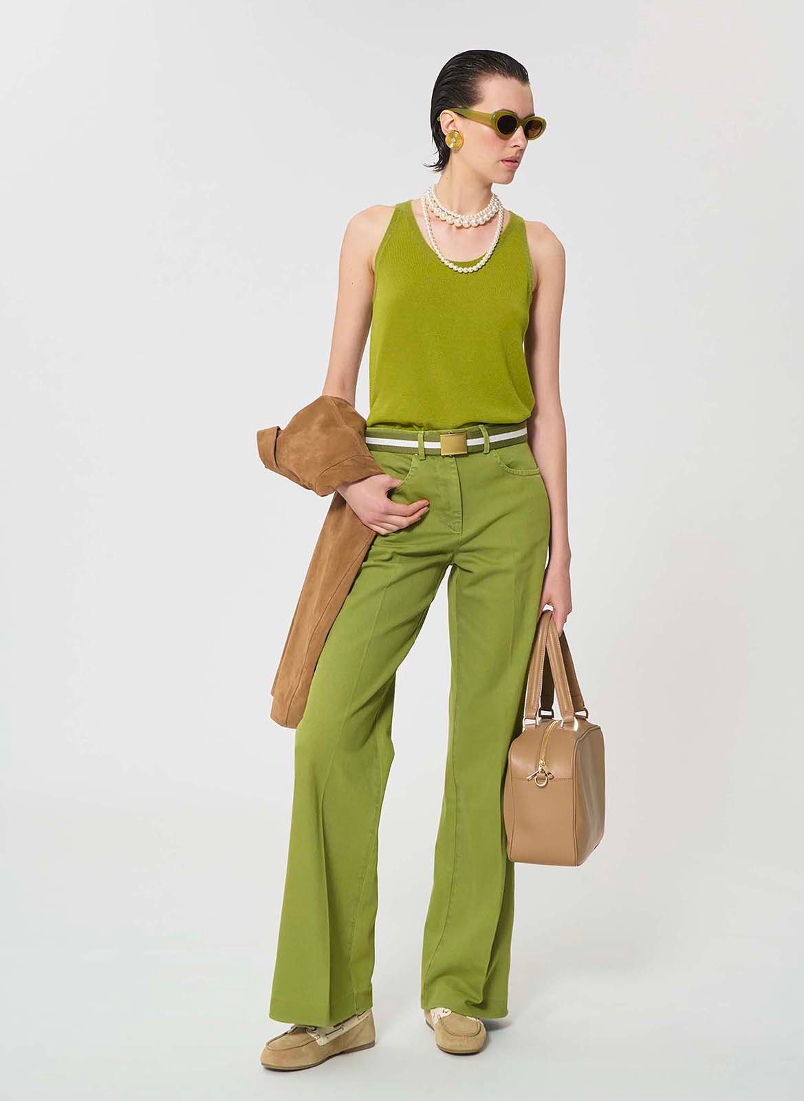 Jean bootcut taille haute uni TARA JARMON Vert