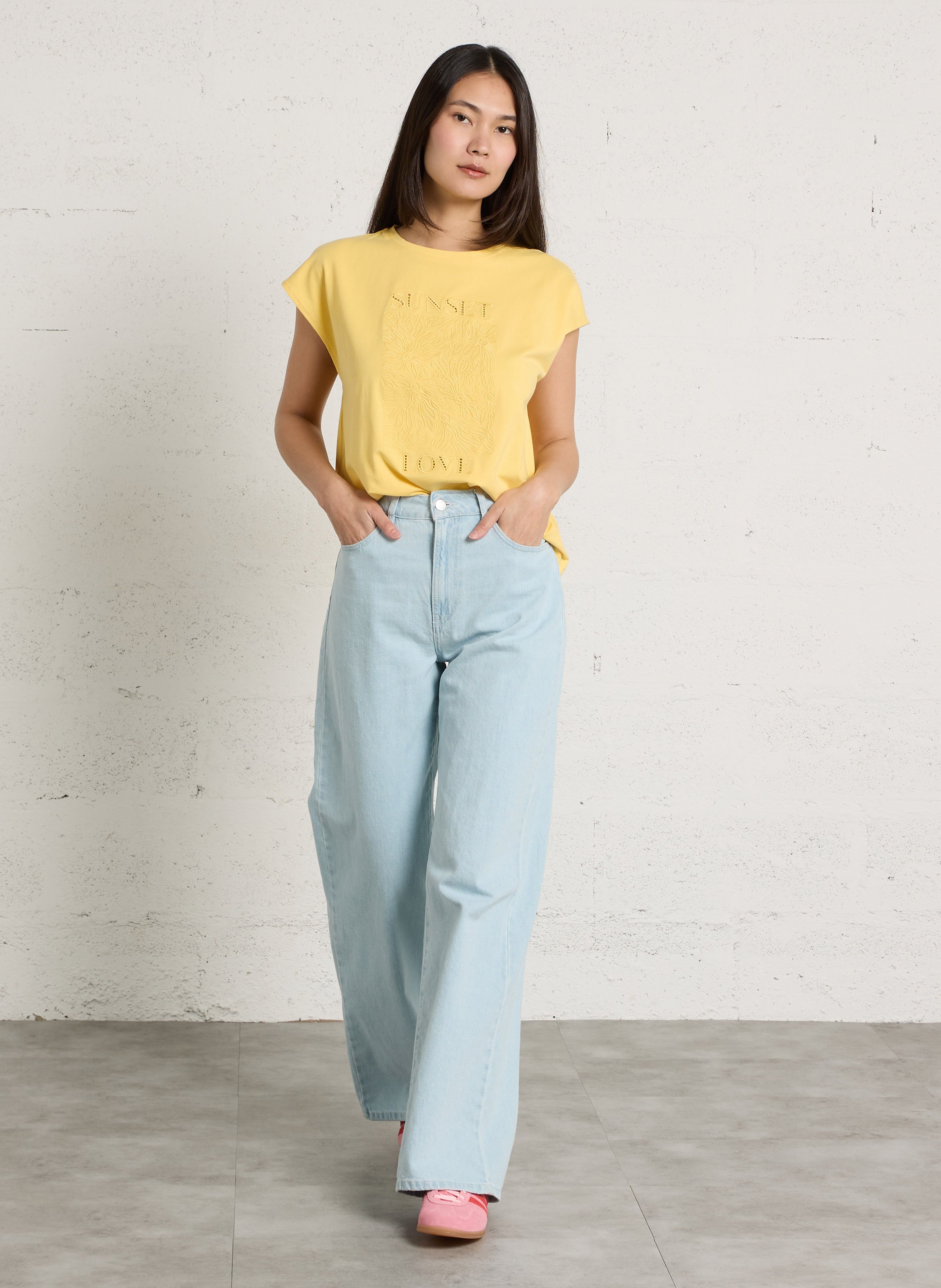 Tee-shirt ample en coton mélangé LA PETITE ETOILE Jaune