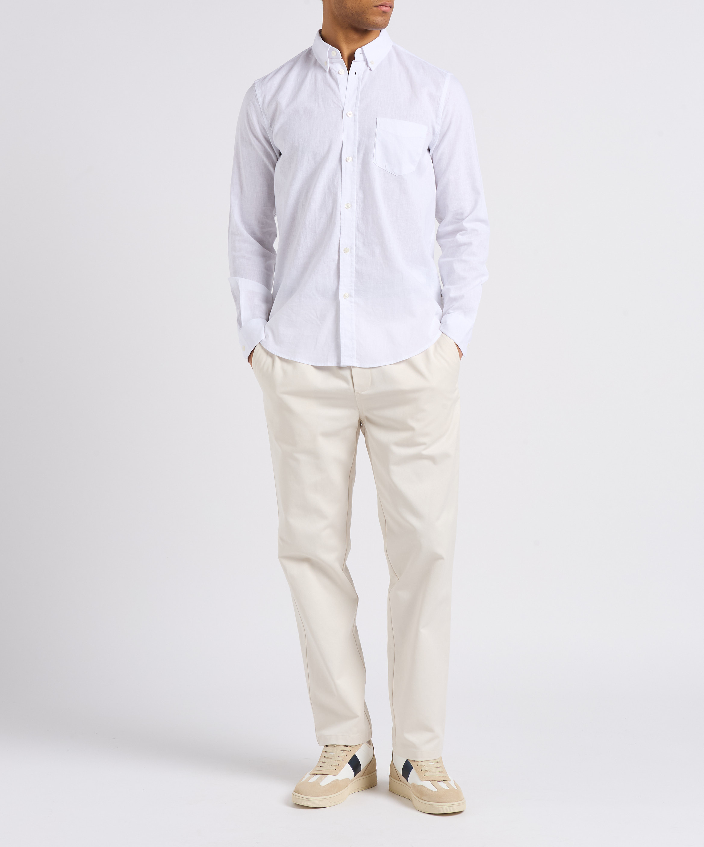 Straight-leg organic cotton-blend pants SAMSOE SAMSOE White