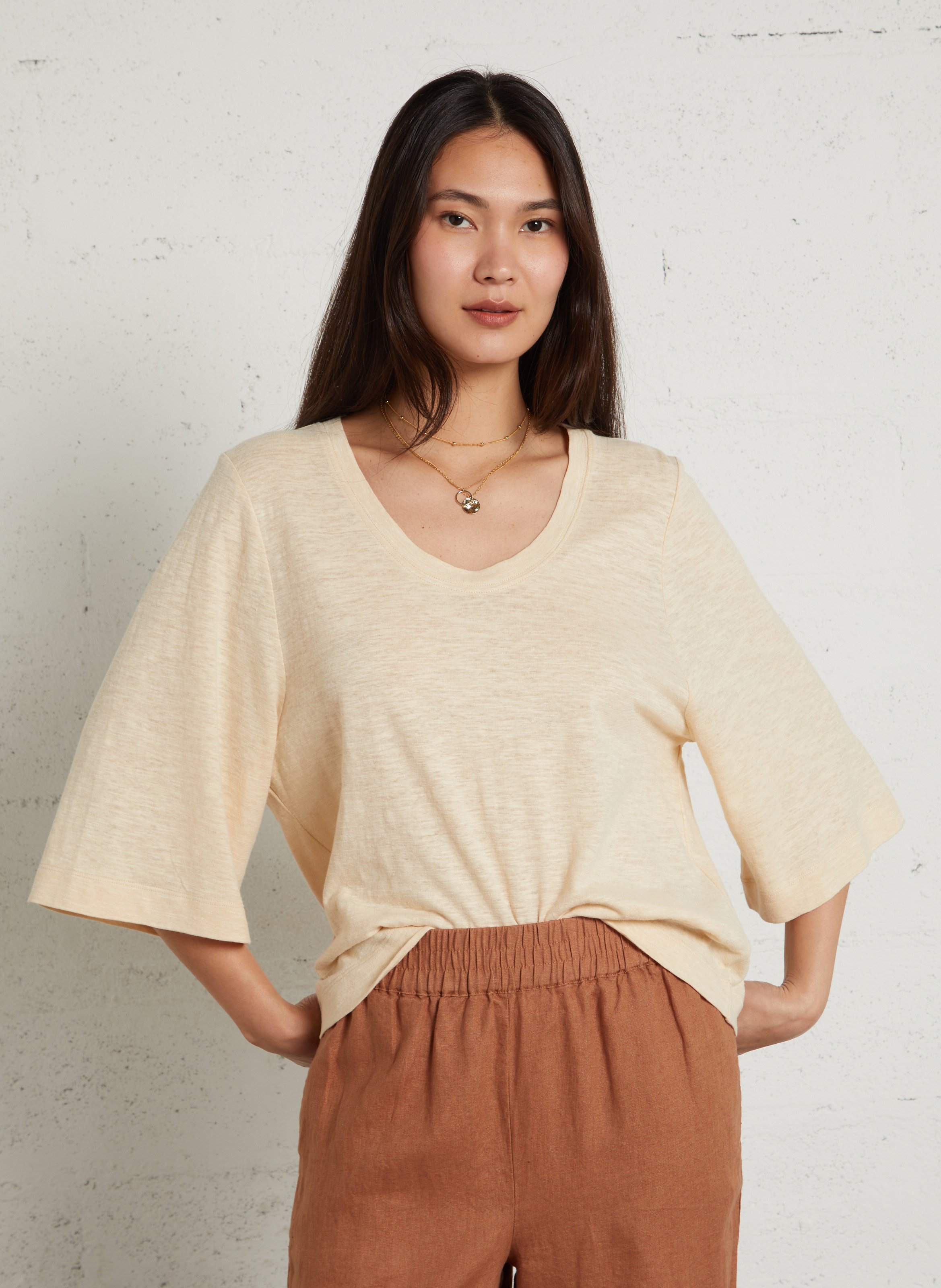 Effen top met lange mouwen en ronde hals MAISON 123