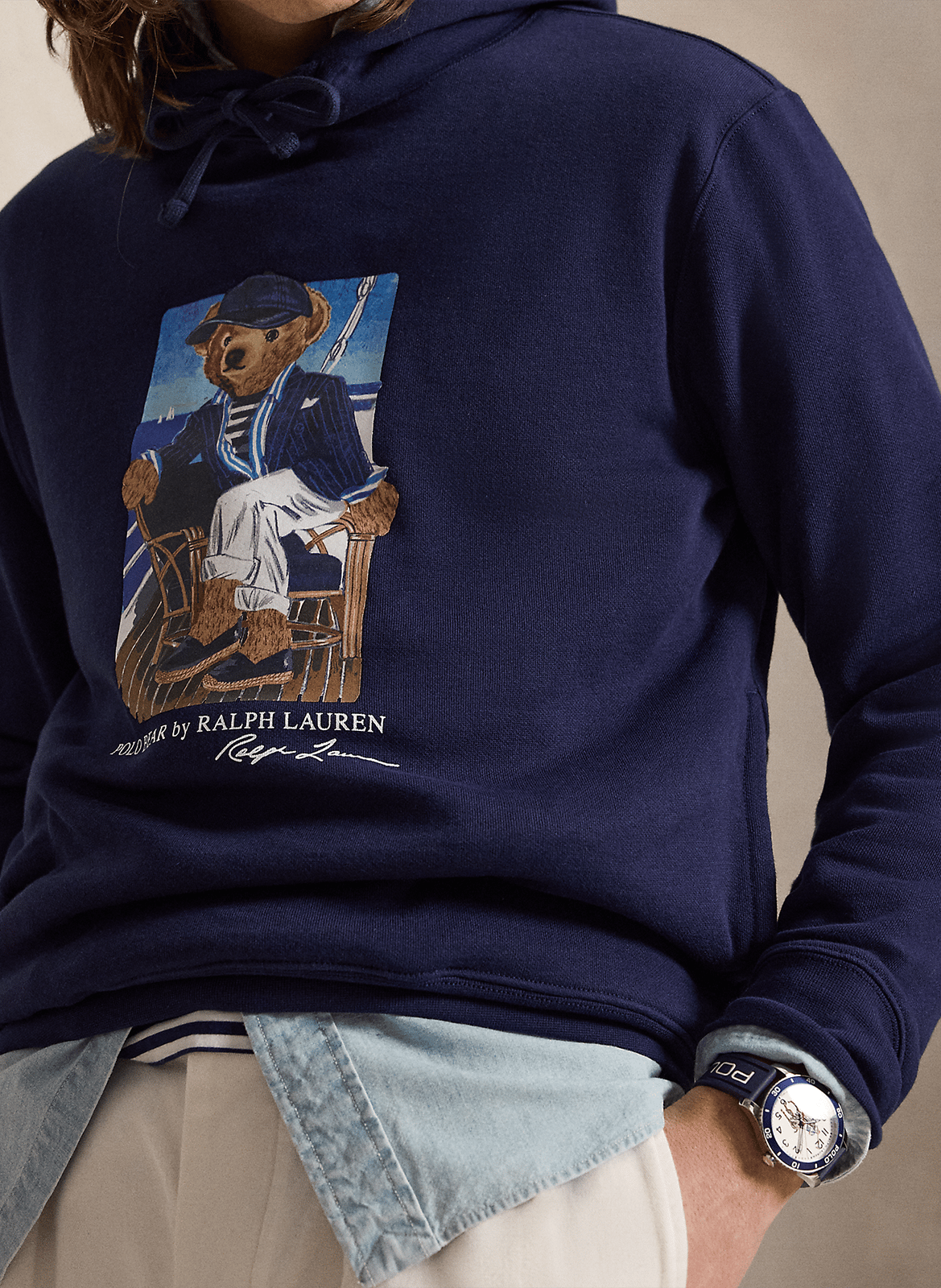 Straight cotton-blend hoodie POLO RALPH LAUREN Blue
