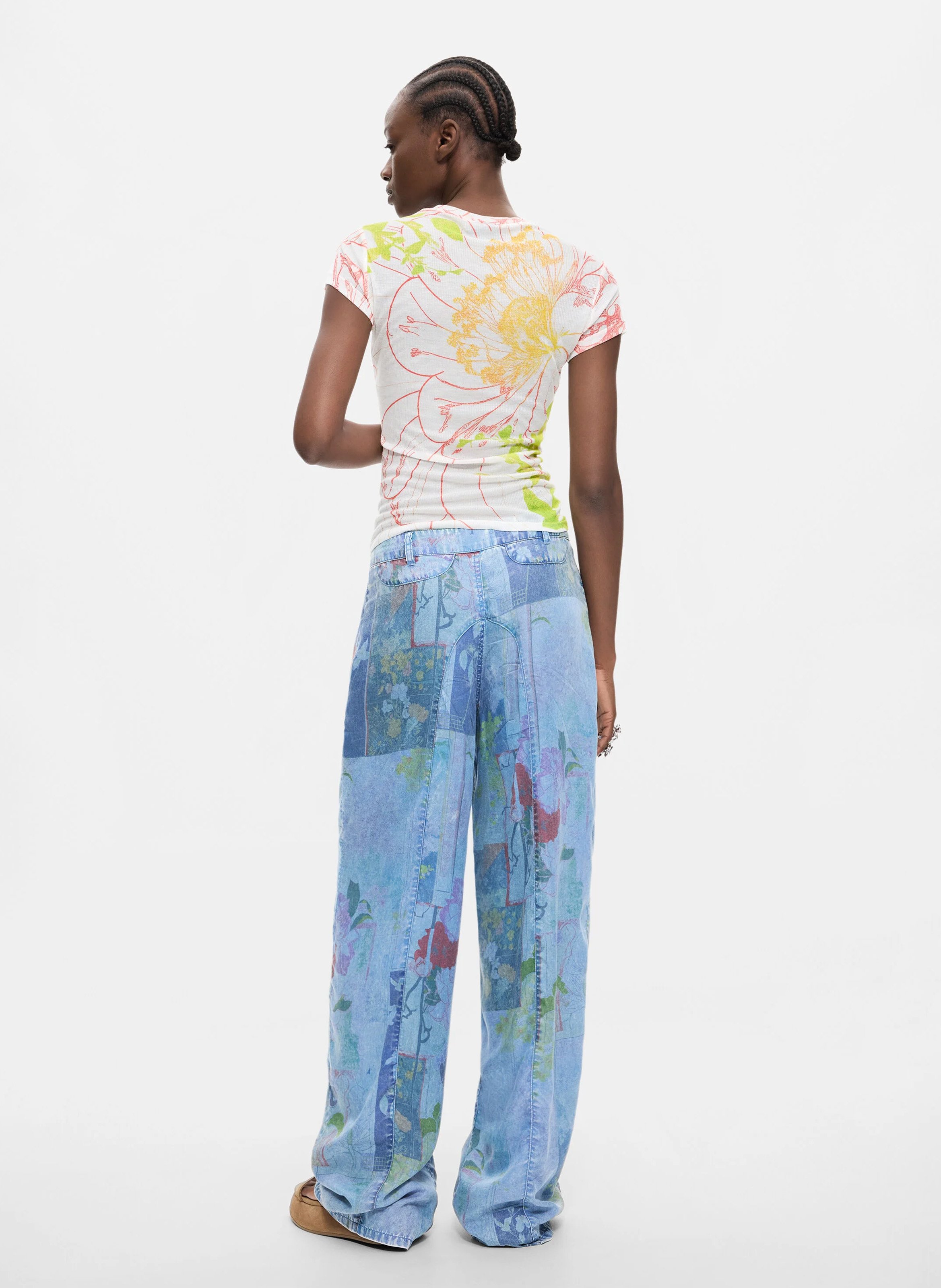 Jean large patchwork DESIGUAL Bleu
