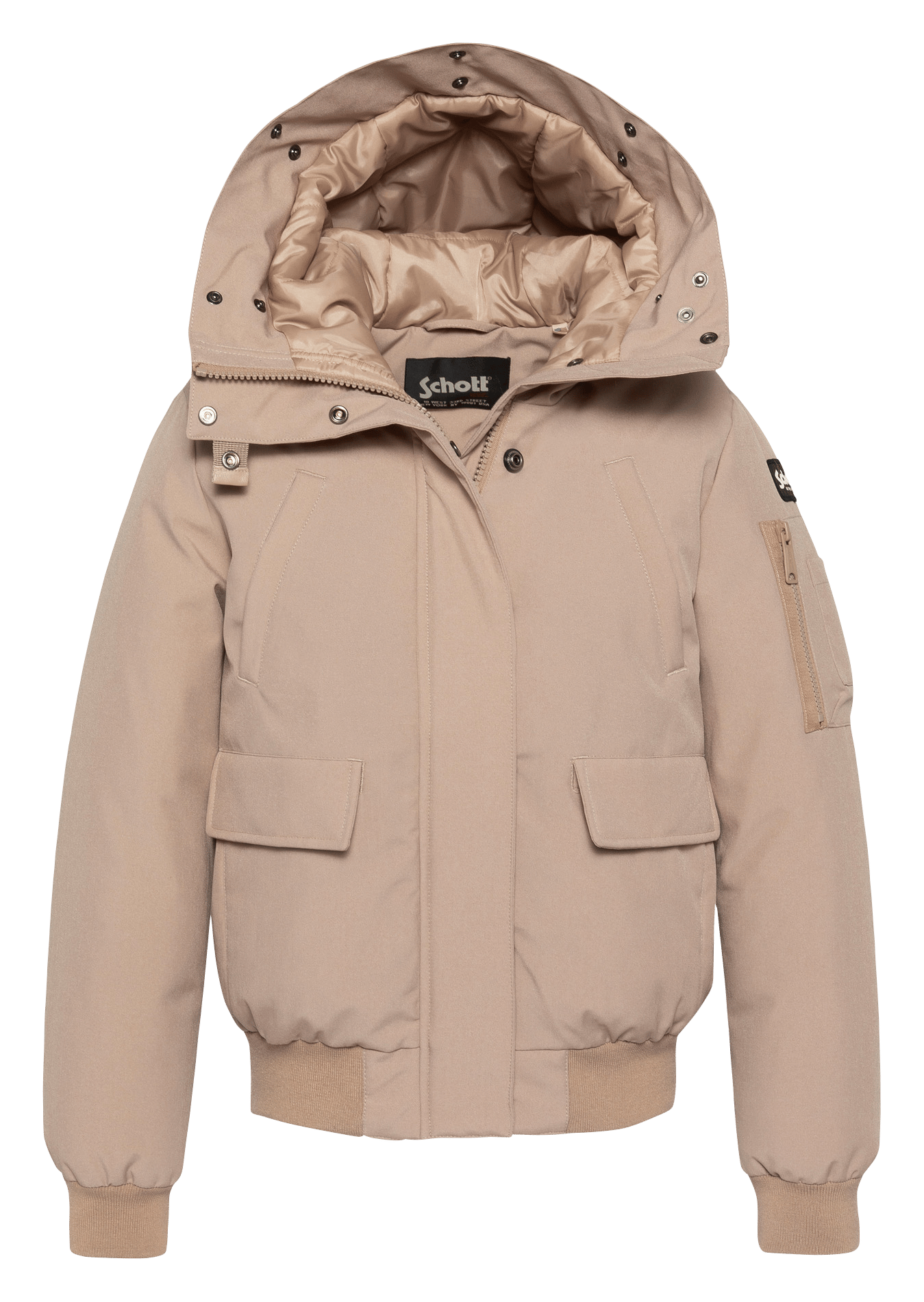 Blouson court col montant à capuche SCHOTT Beige