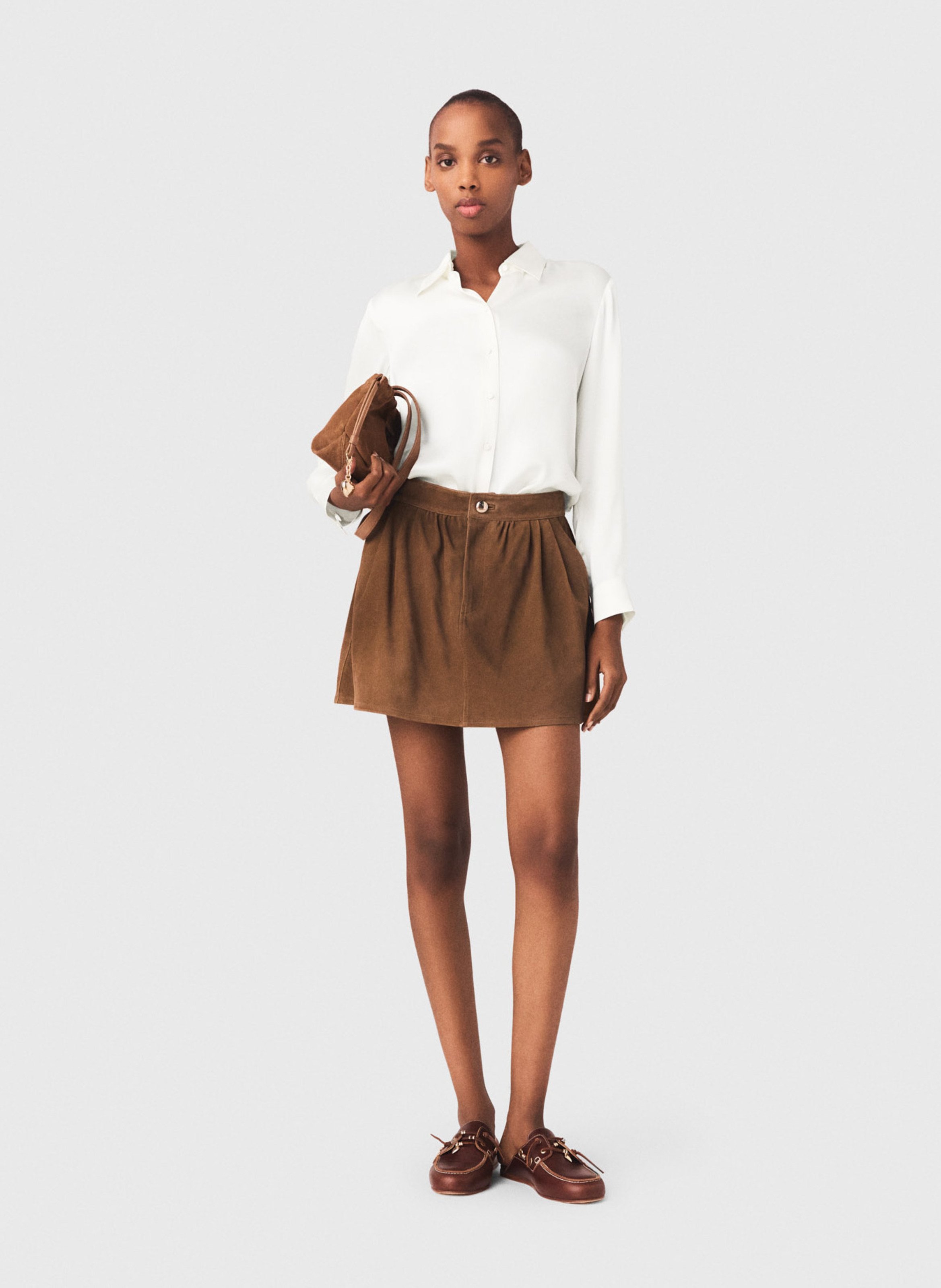 Chemise col classique en soie MAJE Blanc