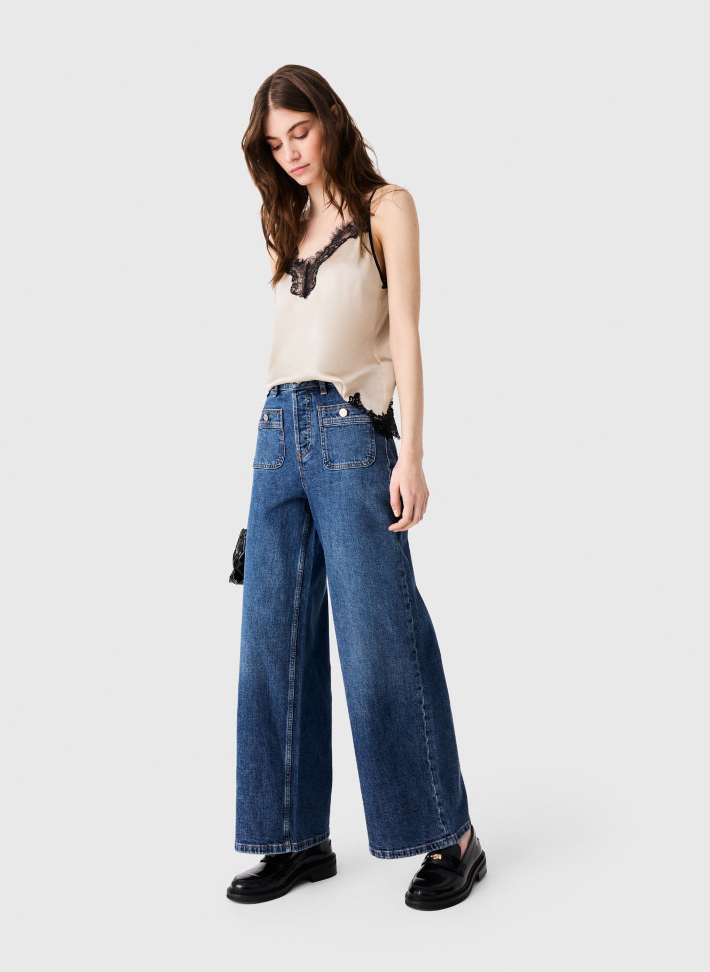 Kort donsjack met bontcapuchon MAJE Blauw