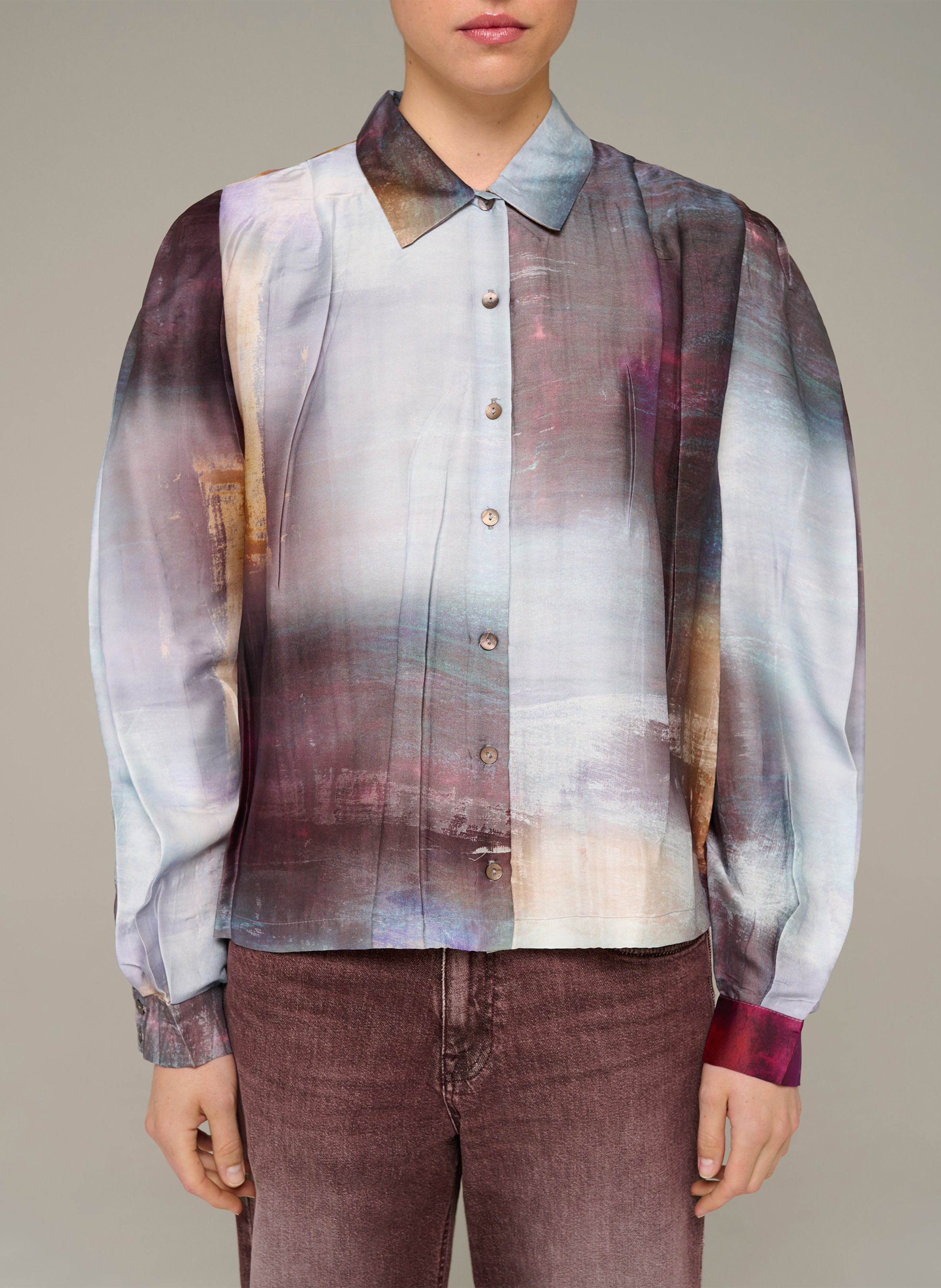 Oversized printed shirt with classic collar COTELAC Blue