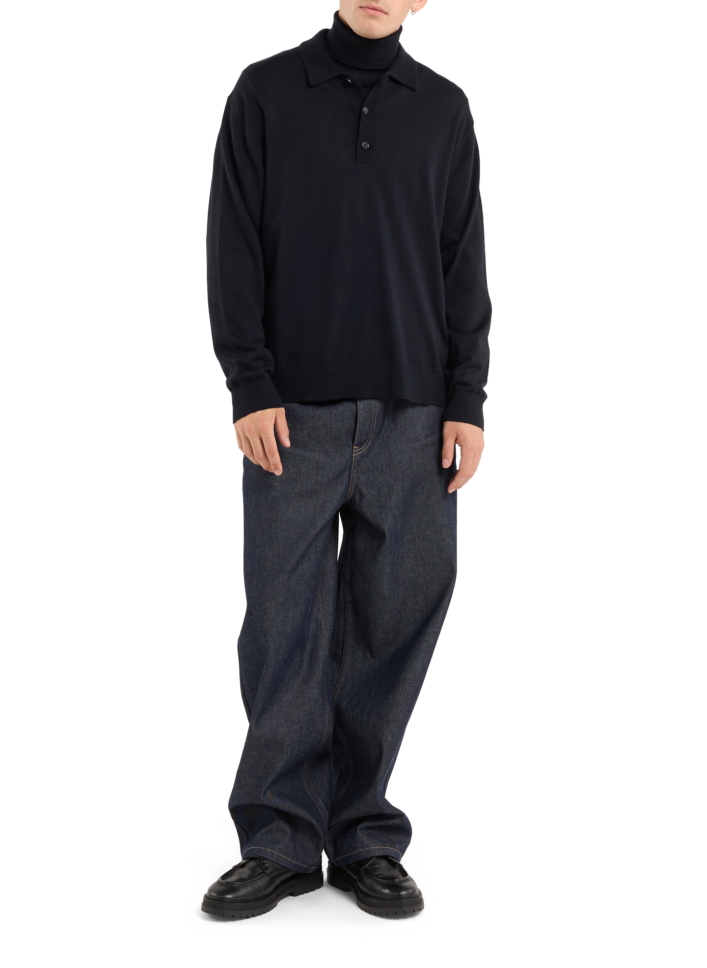 Merino wool polo collar sweater arnau-p SAISON 1865 Blue
