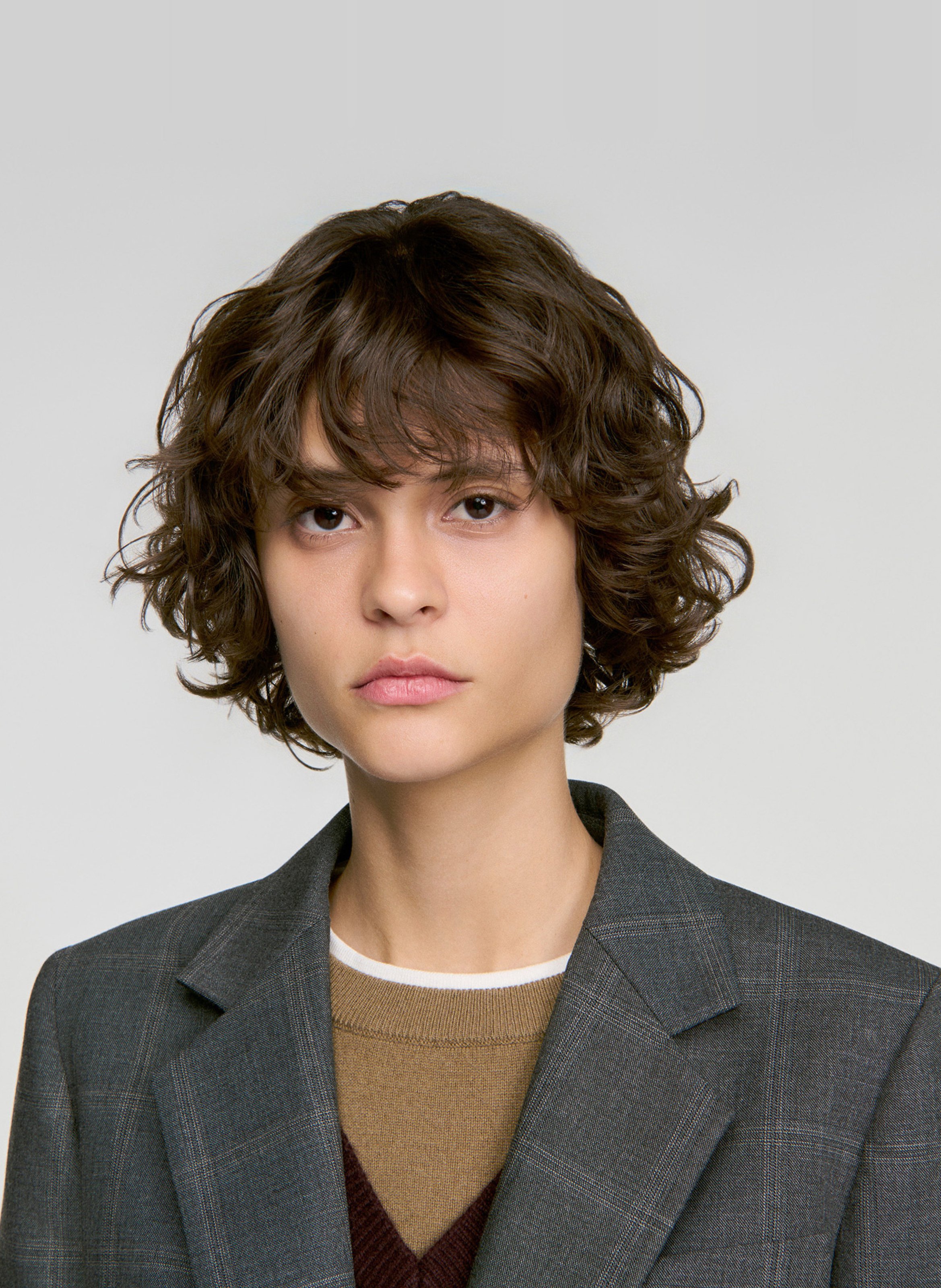 Veste tailleur ample à carreaux SANDRO Gris