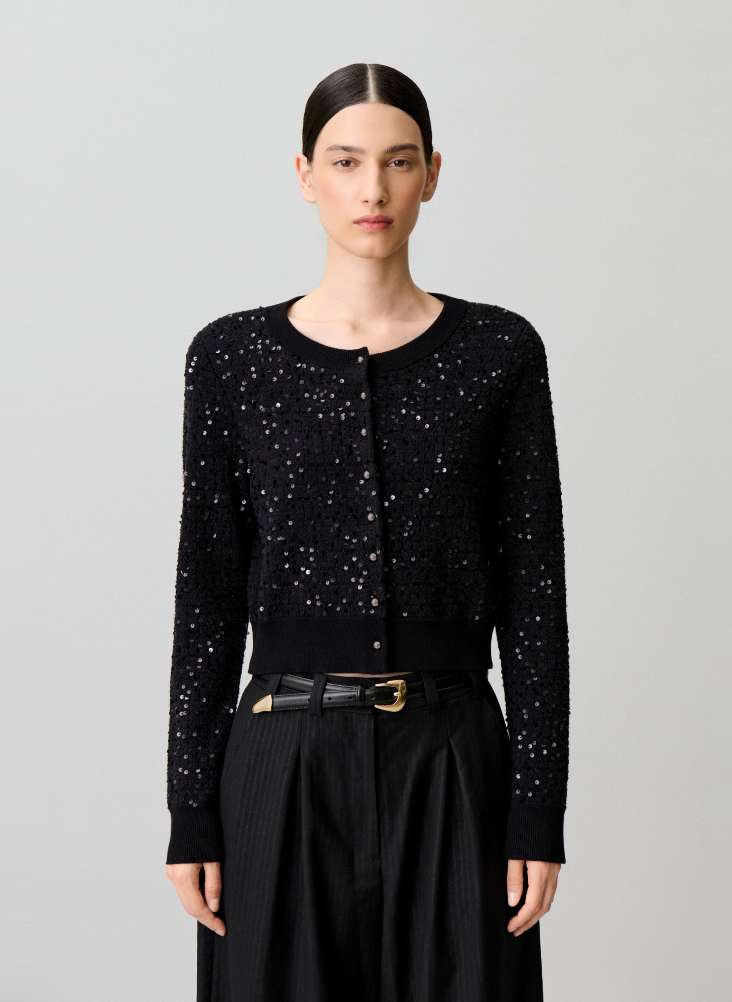 Fitted sequin cardigan CLAUDIE PIERLOT Black