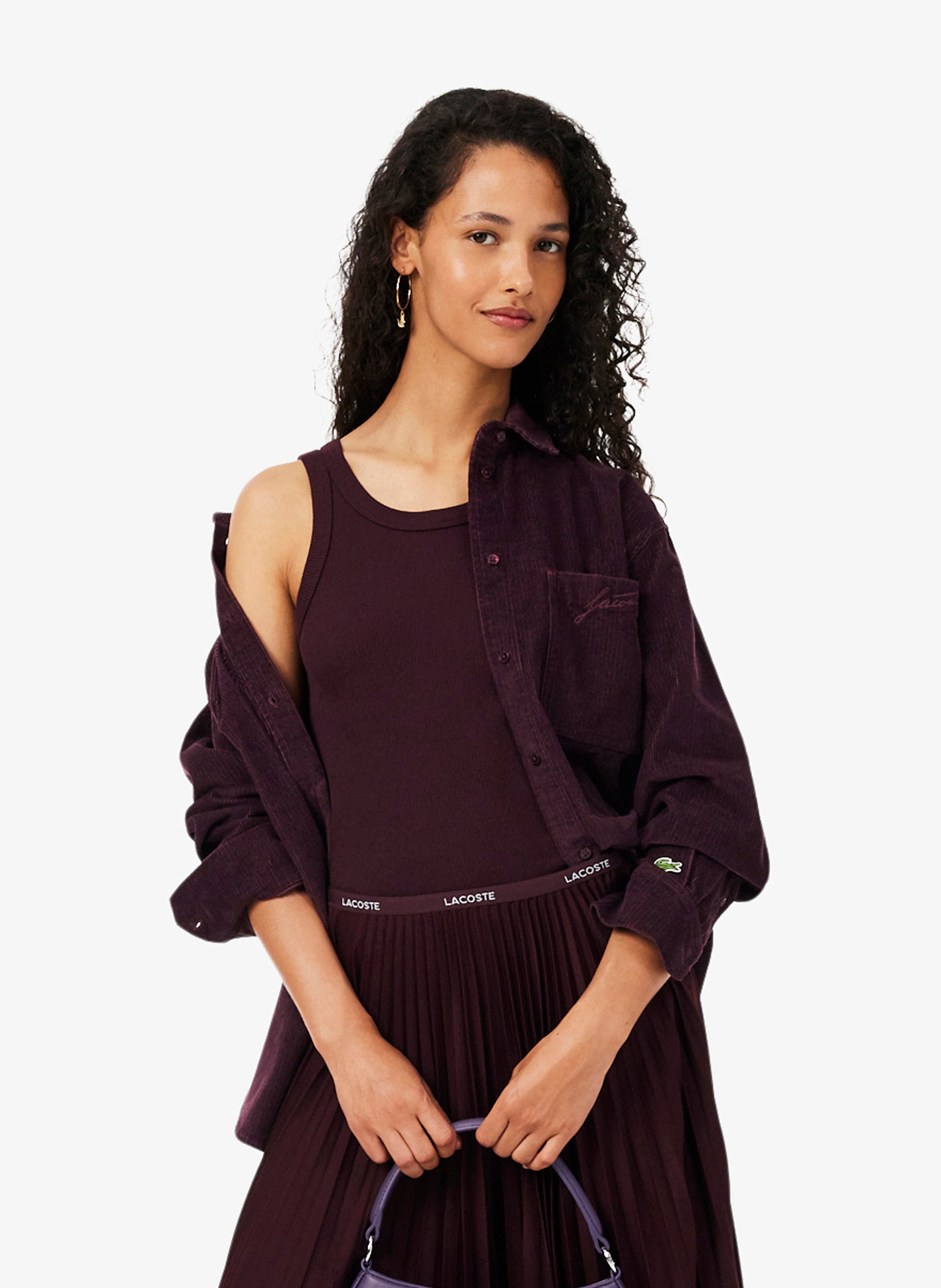 Surchemise oversize velours côtelé en coton LACOSTE Rouge