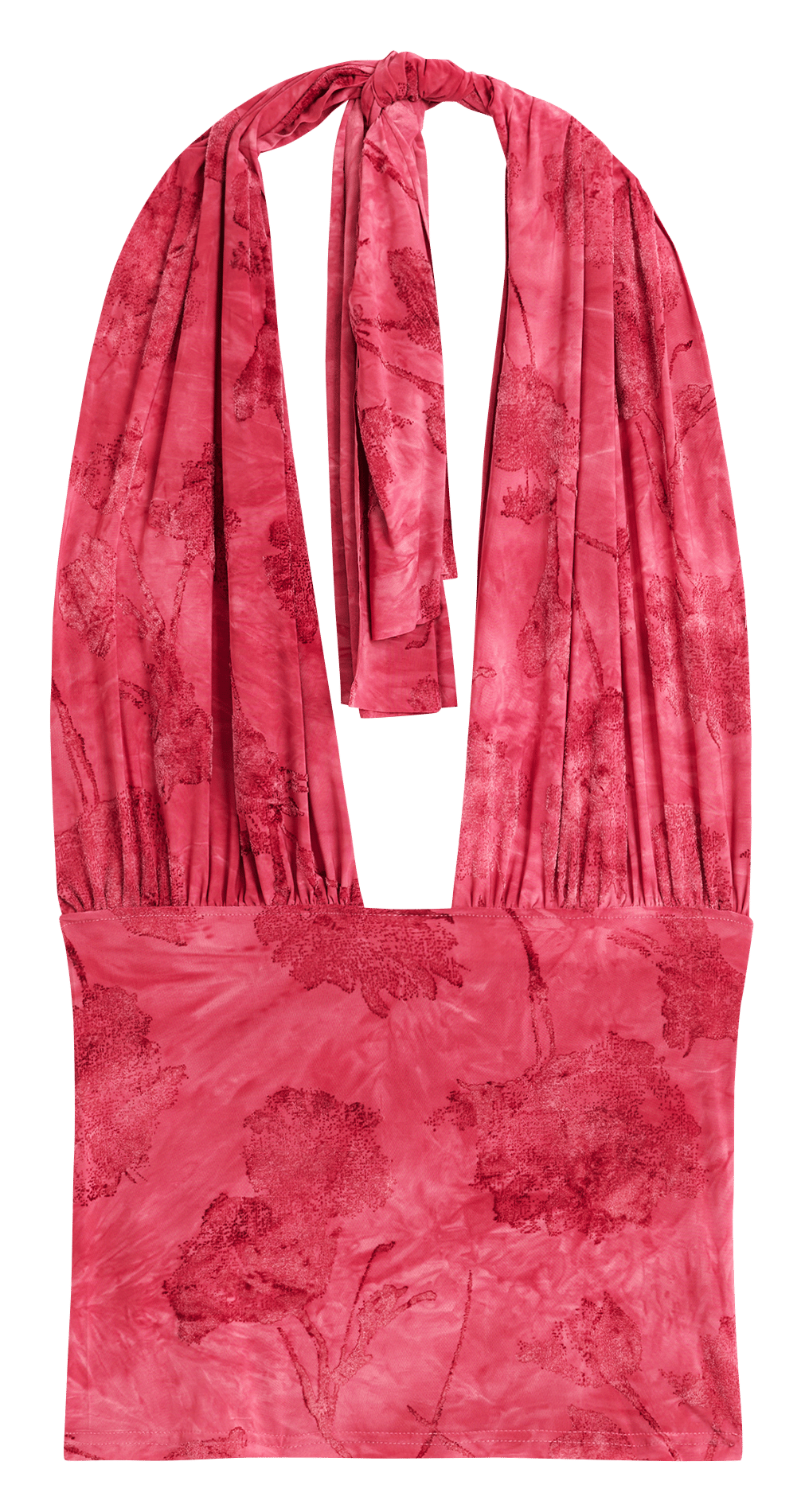 Fitted V-neck halter top DESIGUAL Red