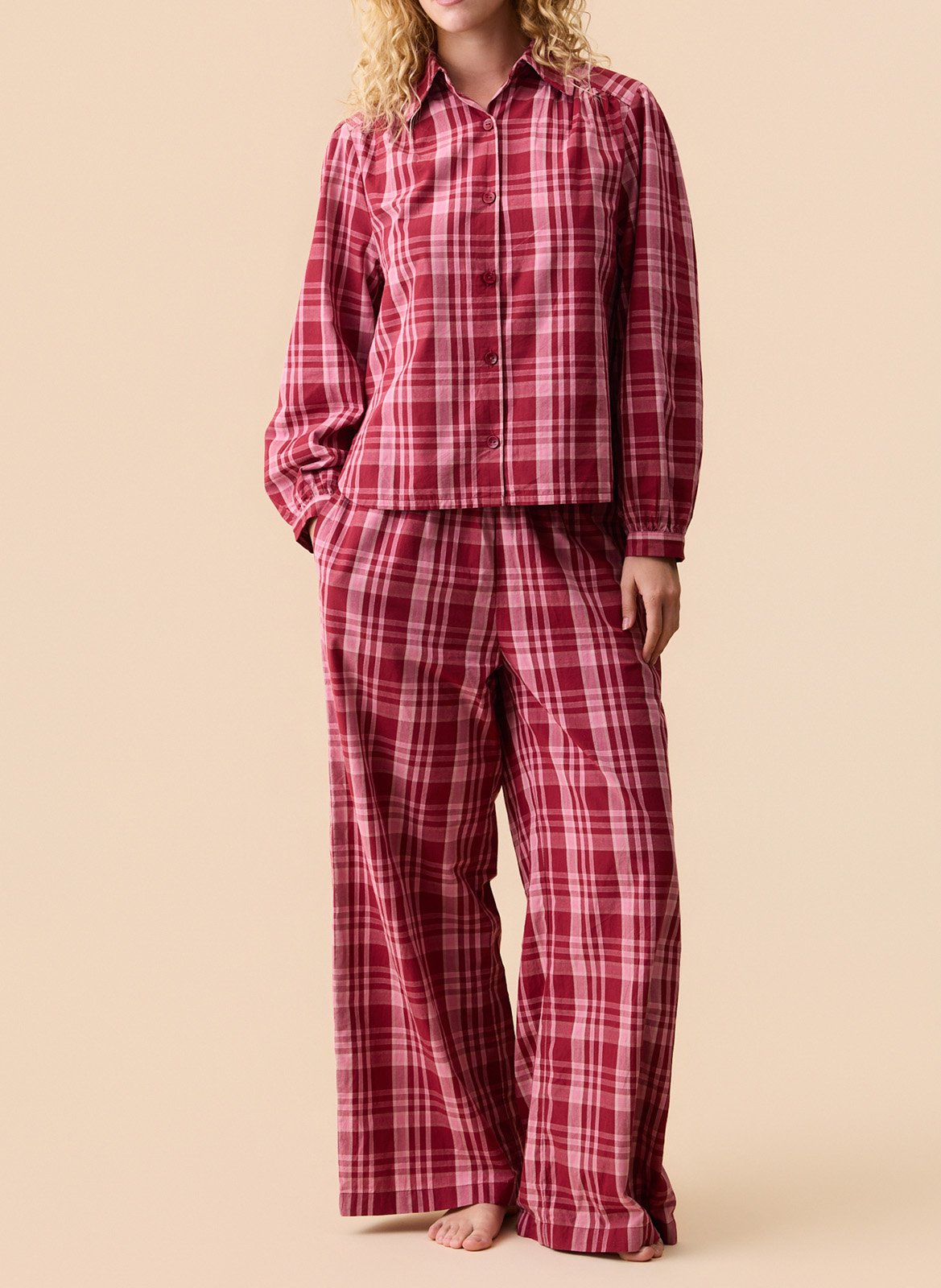 Pyjama mit Karomuster aus Baumwolle TBCO Rosa