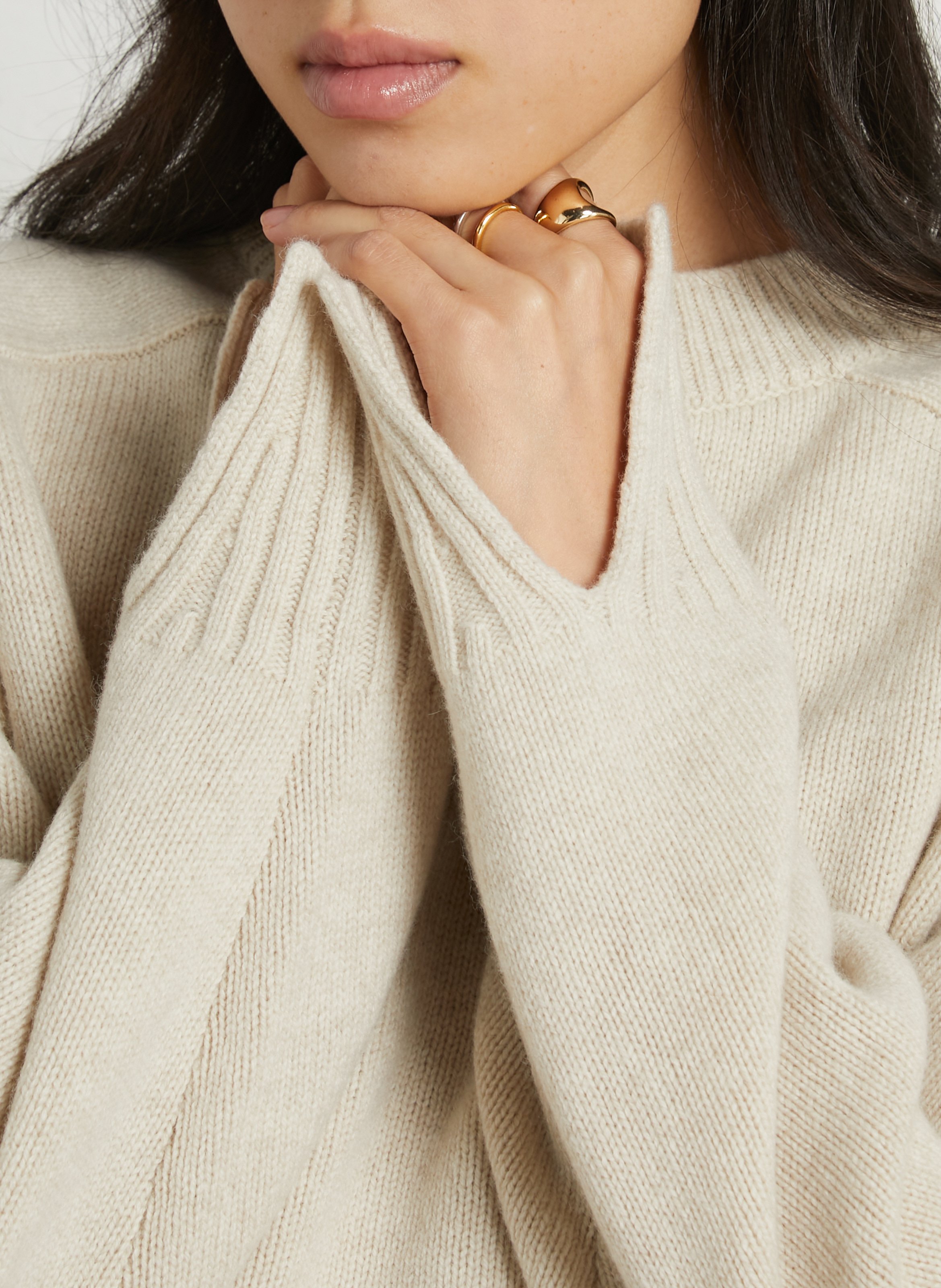Pull oversize col rond en laine  SOEUR Beige