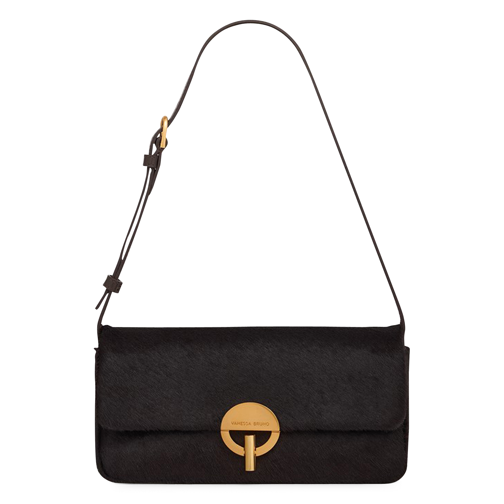 Sac bandoulière à rabat en cuir VANESSA BRUNO Marron
