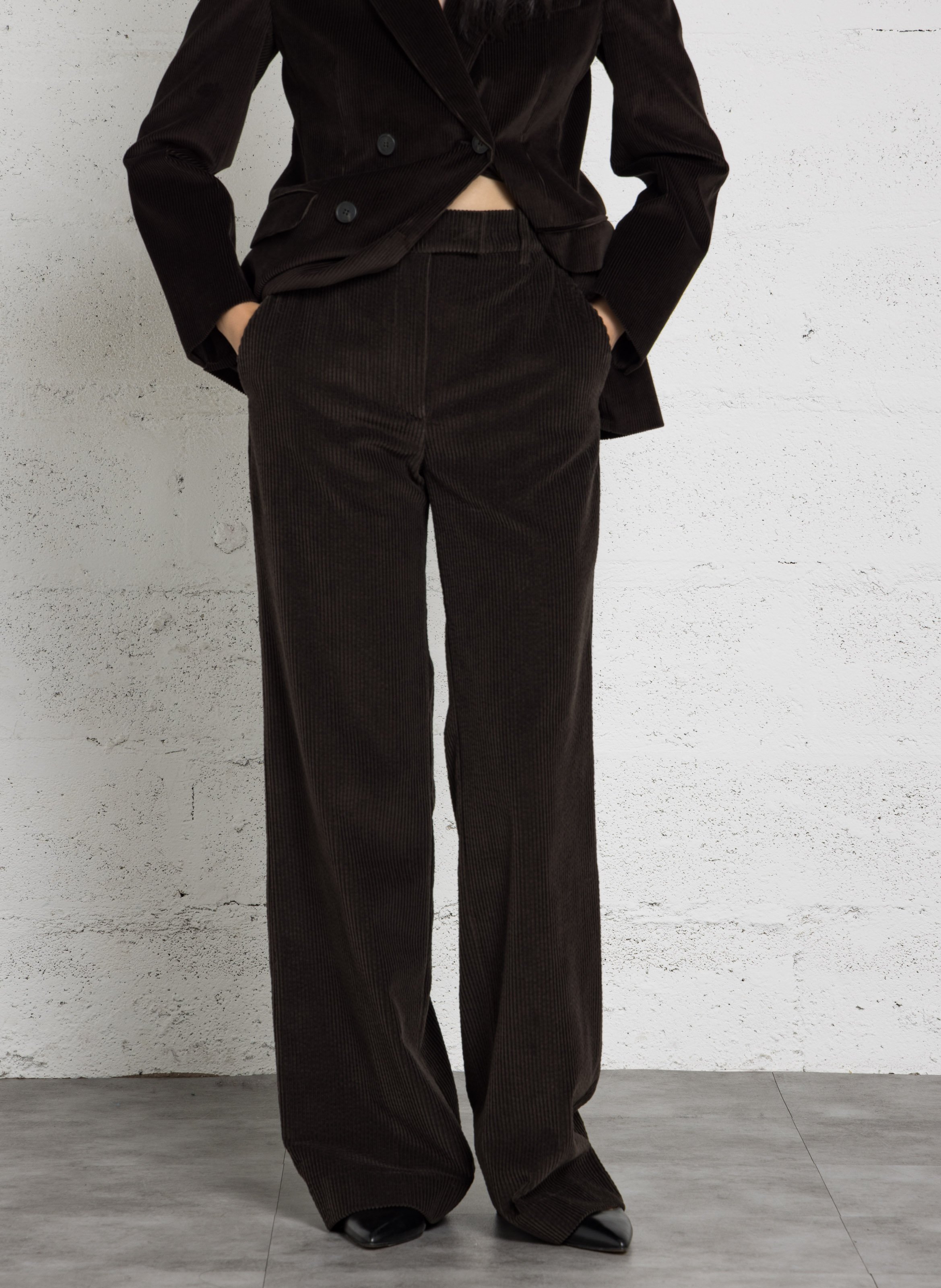 Pantalon droit en velours côtelé LAURENCE BRAS Marron