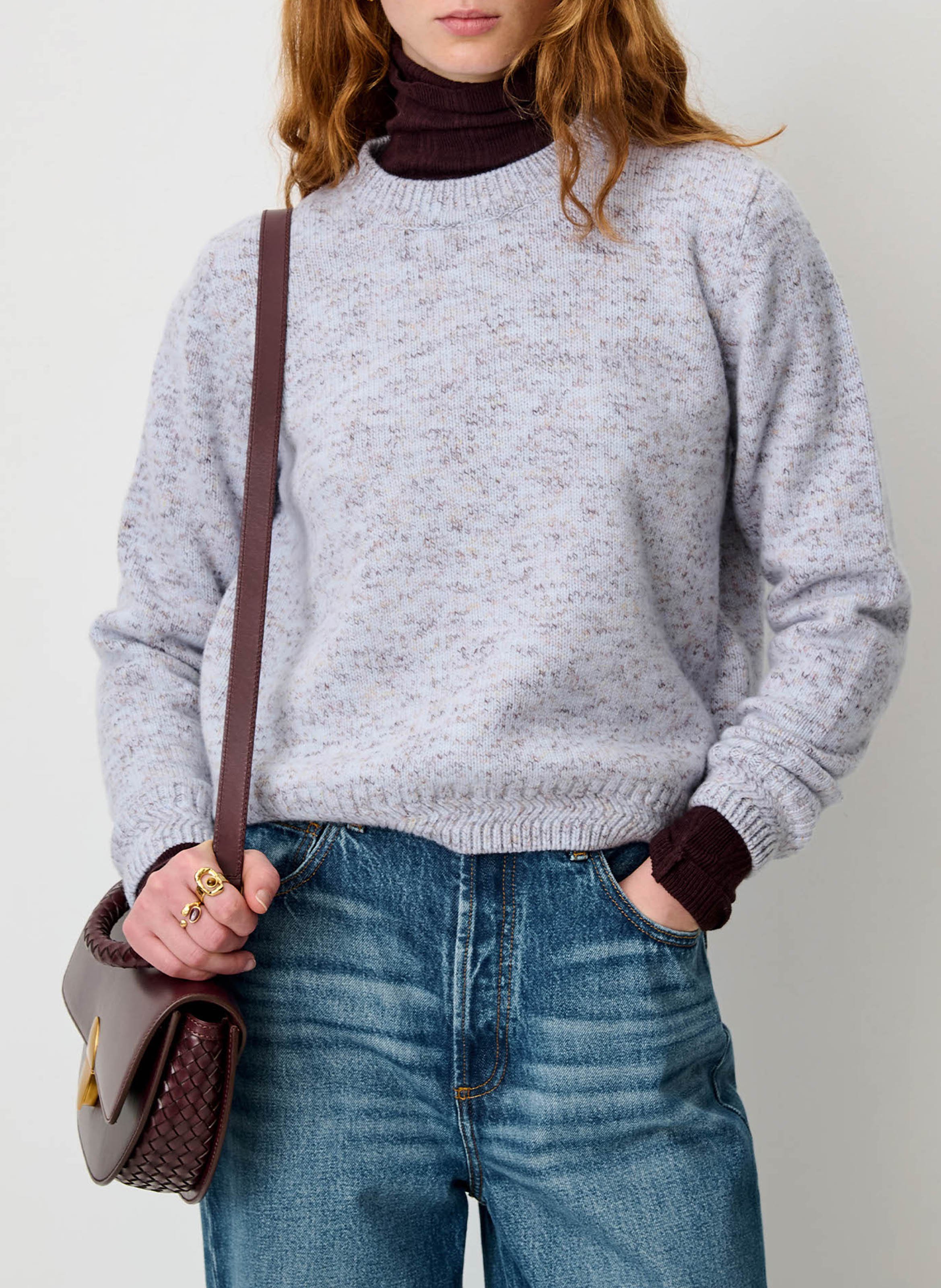 Straight-cut round-neck merino wool sweater SESSUN Blue