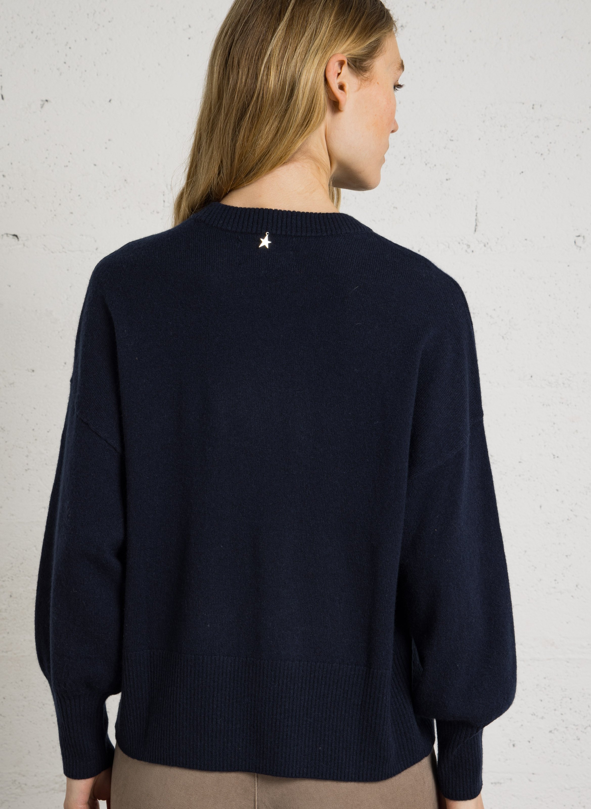 Pull ample col rond en cachemire SUD EXPRESS Bleu