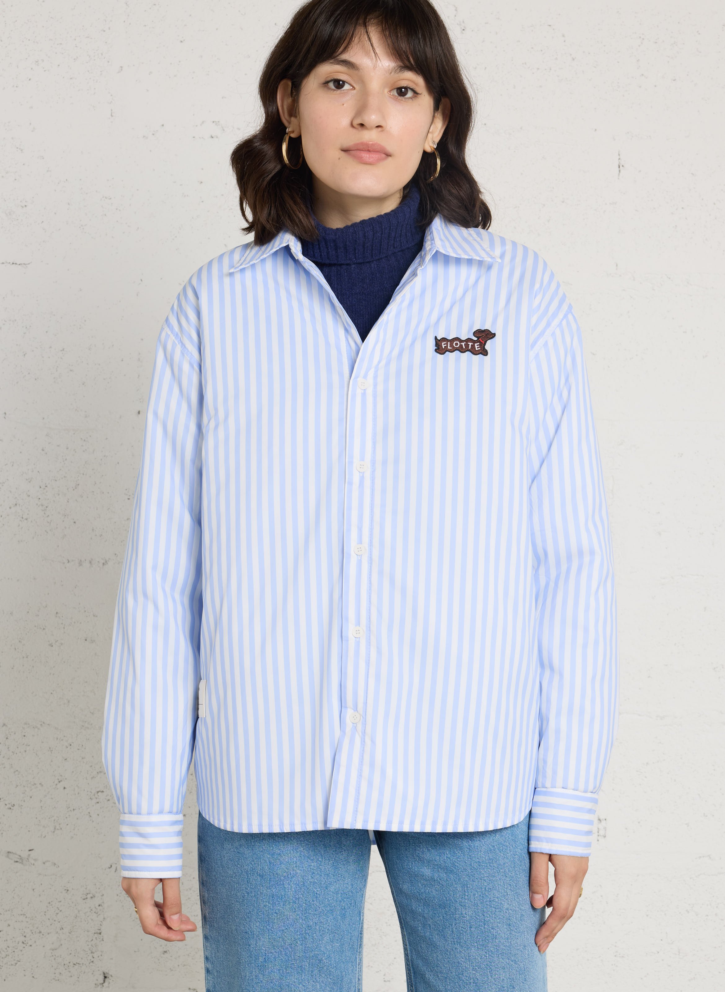 Gerade geschnittenes, gestreiftes Overshirt FLOTTE