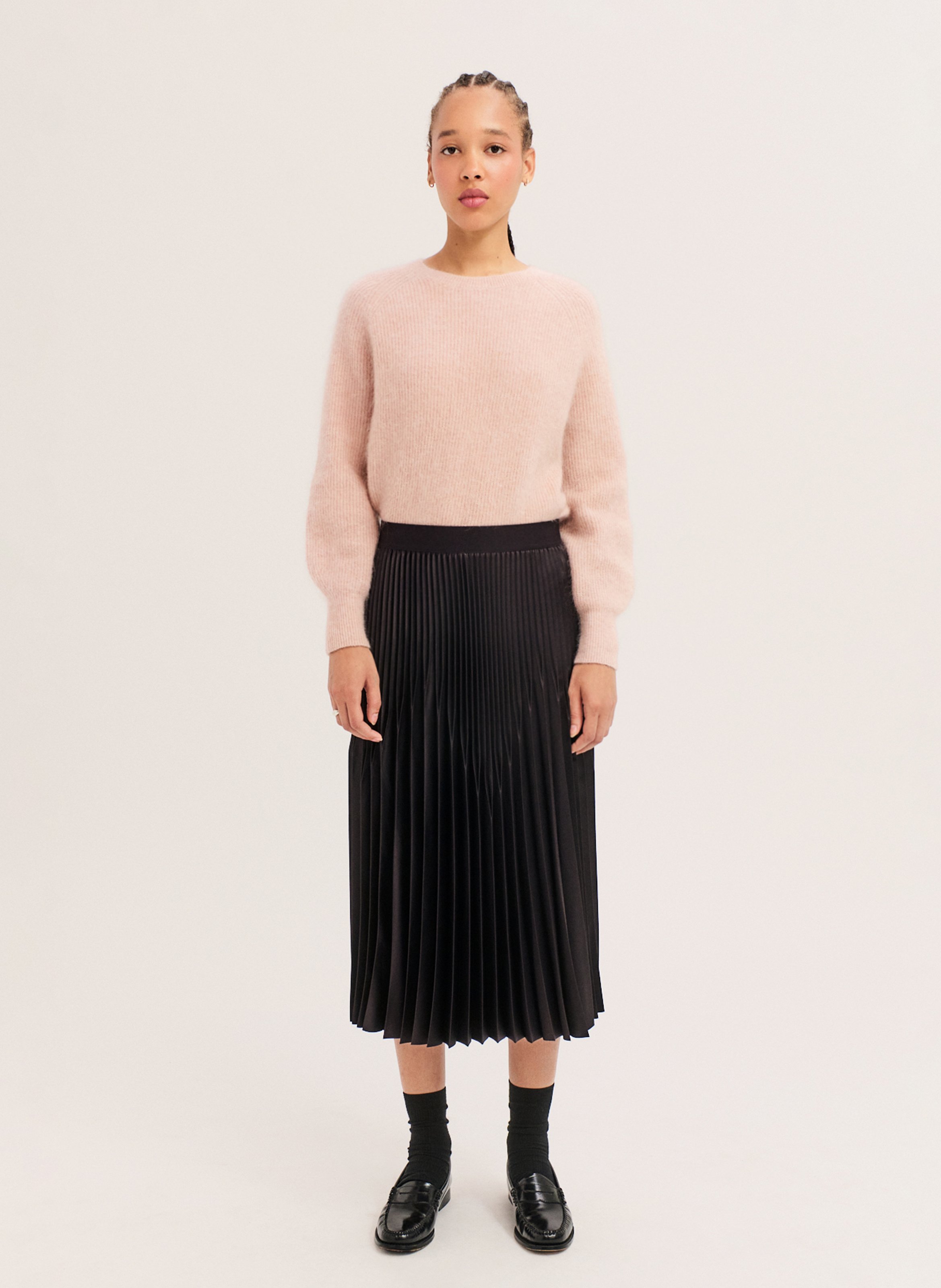 Jupe midi plissée en satin  PABLO Bruin
