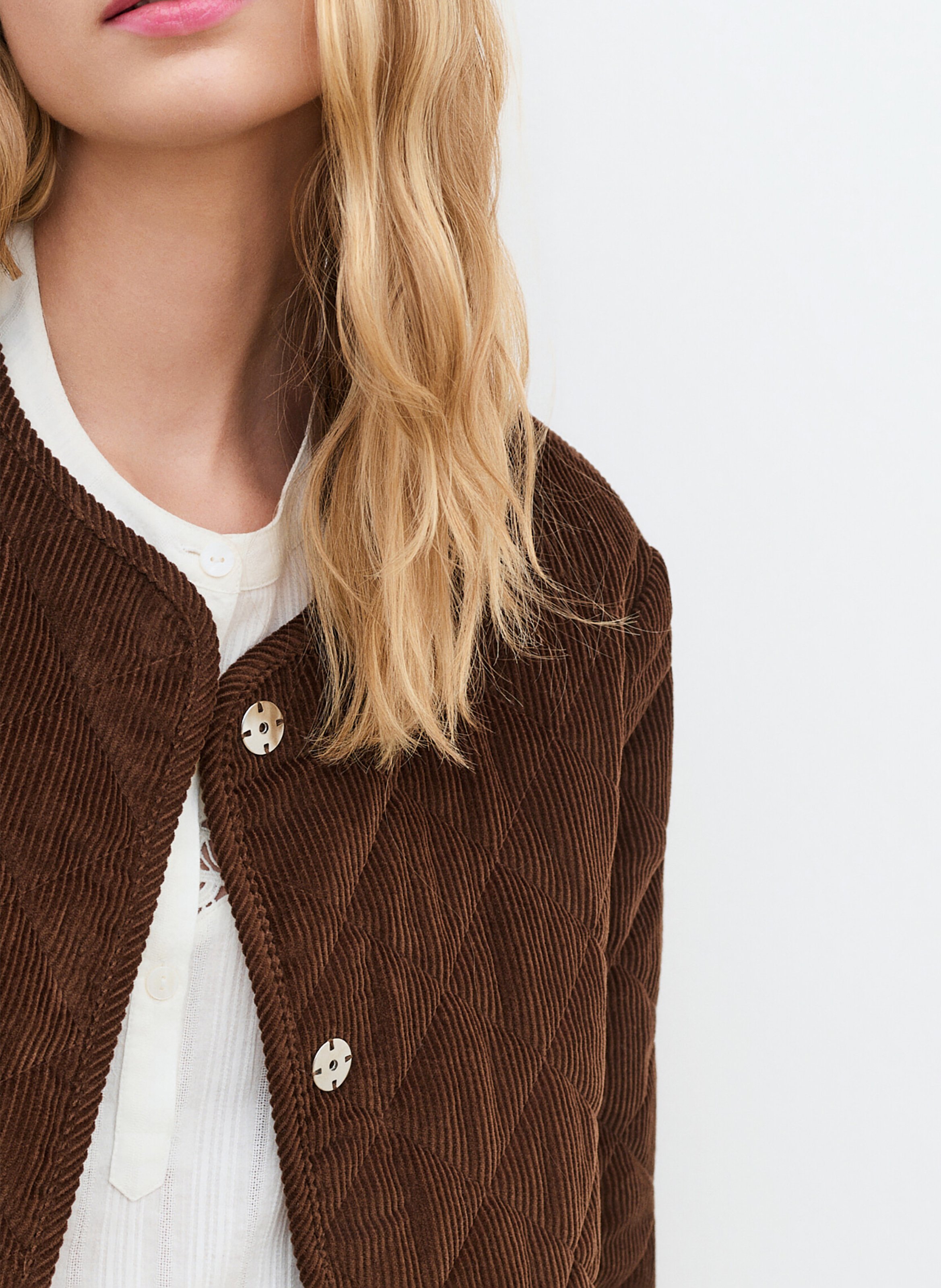 Straight-cut cotton corduroy jacket CAROLL Brown