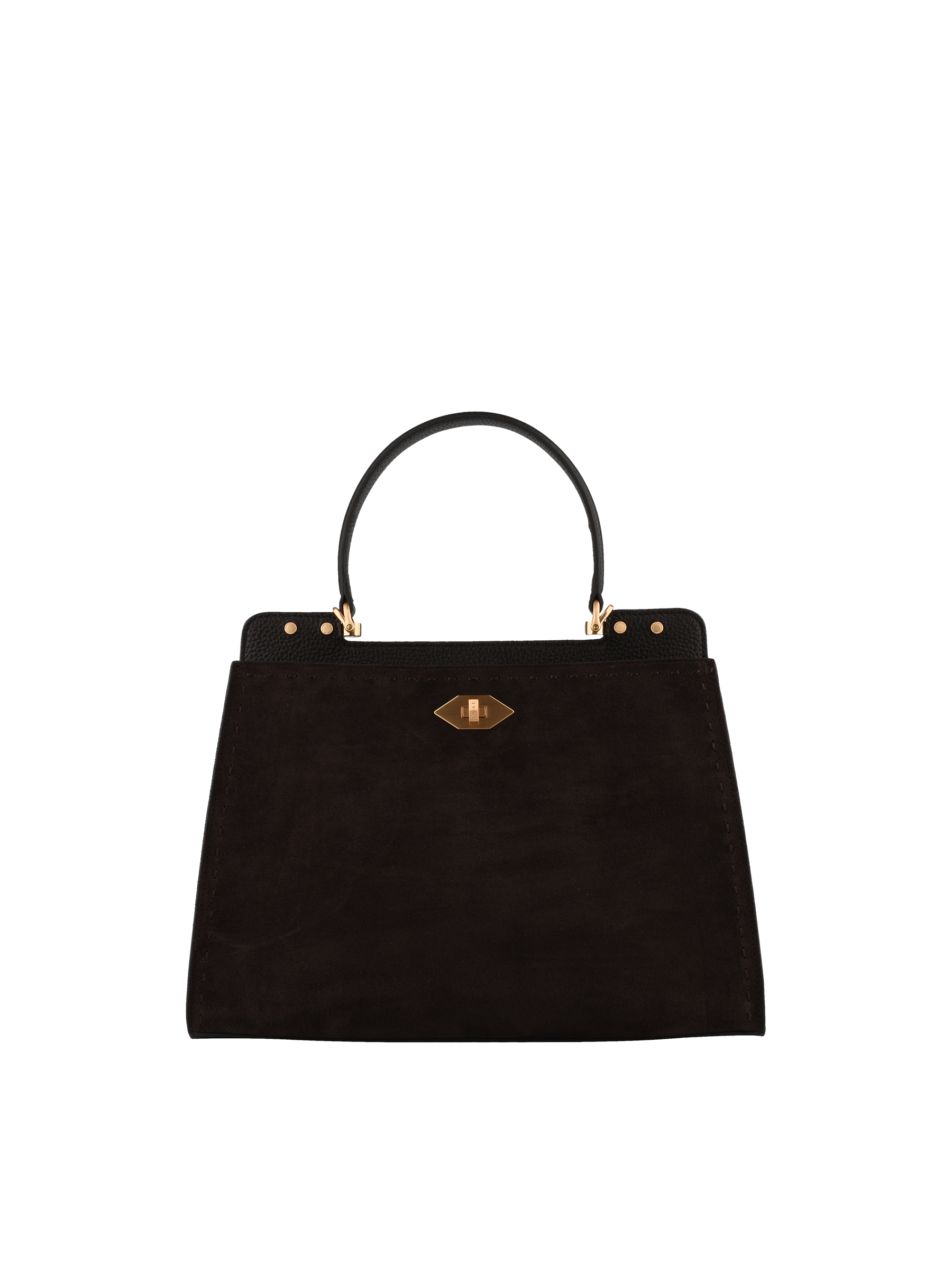 Cowhide leather handbag with a suede-effect finish POURCHET