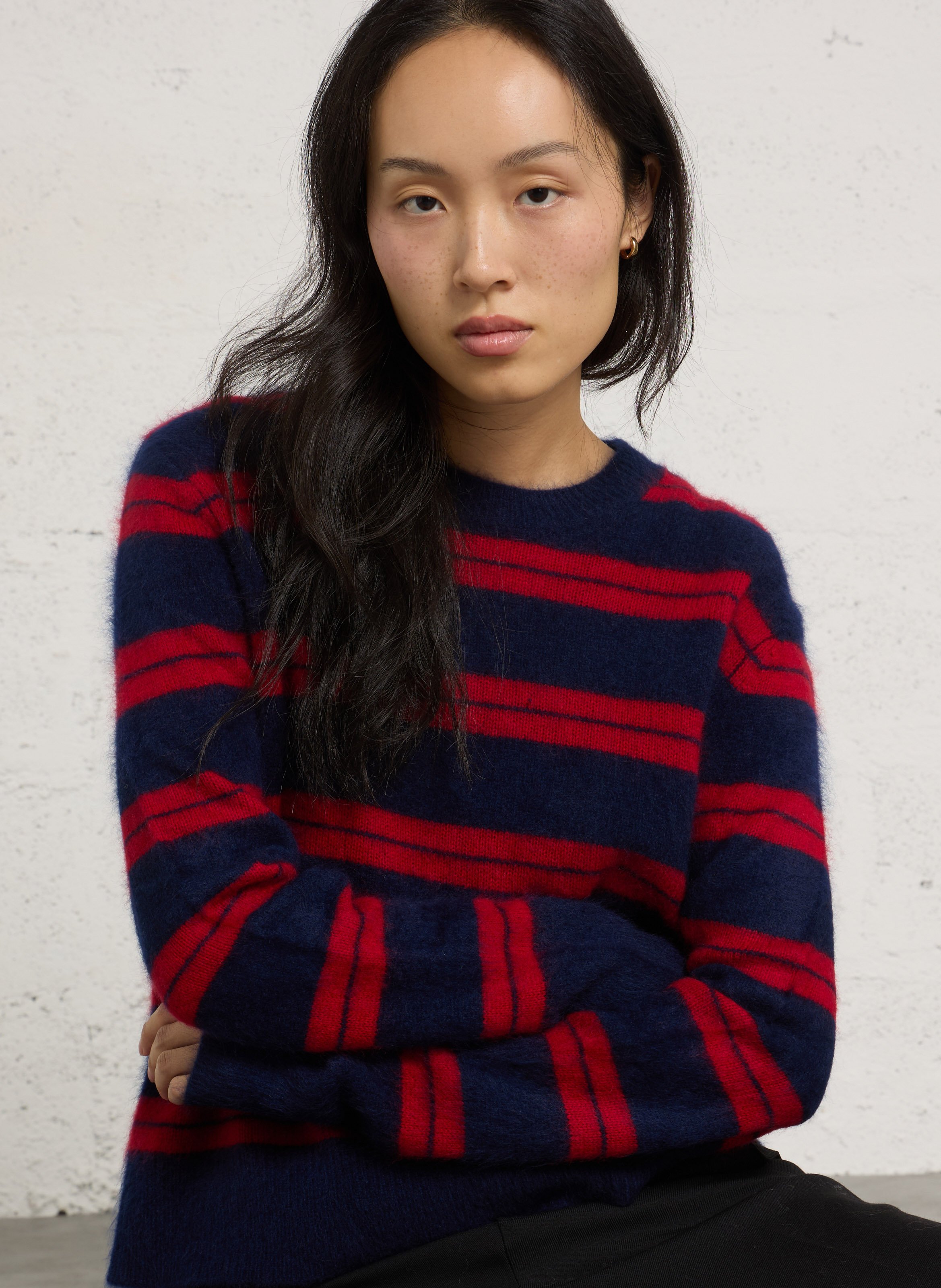Straight-fit striped wool sweater BERENICE Blue