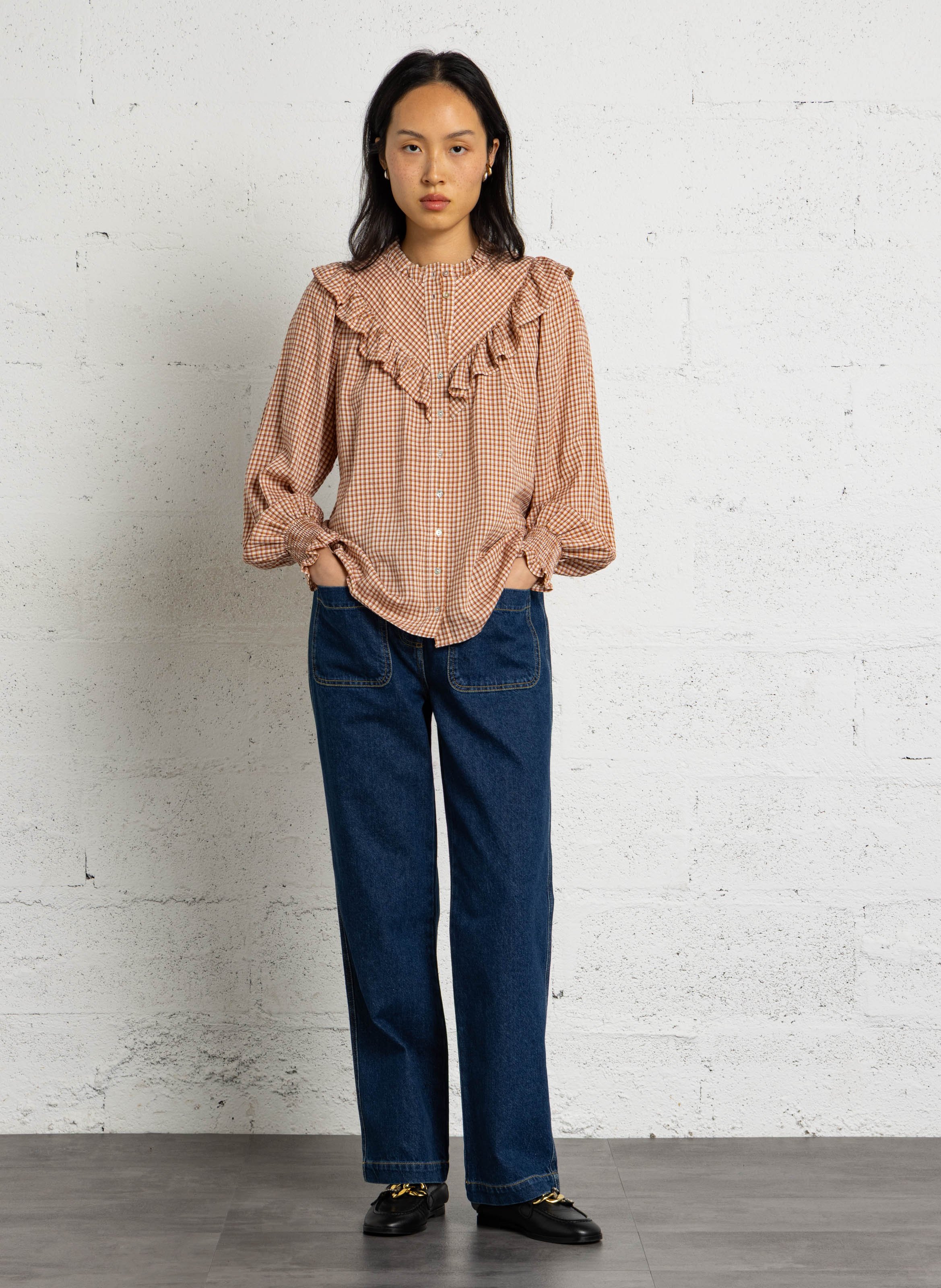 Cape à nouer maille tricotée en laine - Look 1