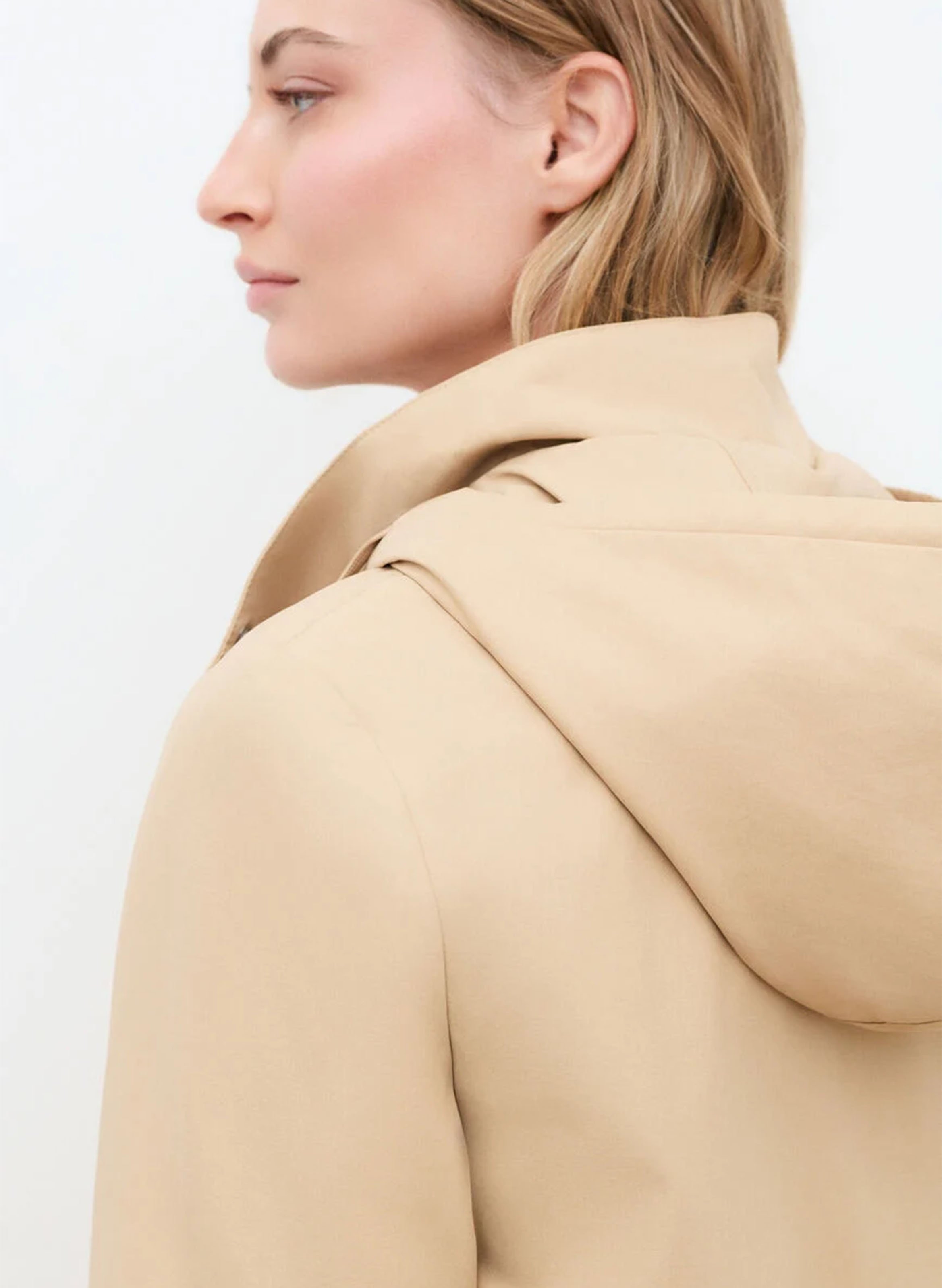 Parka droite col classique en coton mélangé  CAROLL Beige