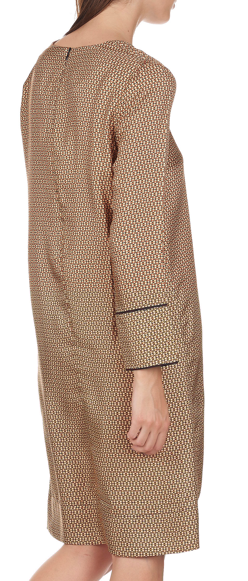 Robe courte droite décolletée et imprimée en soie MOMONI Rouge