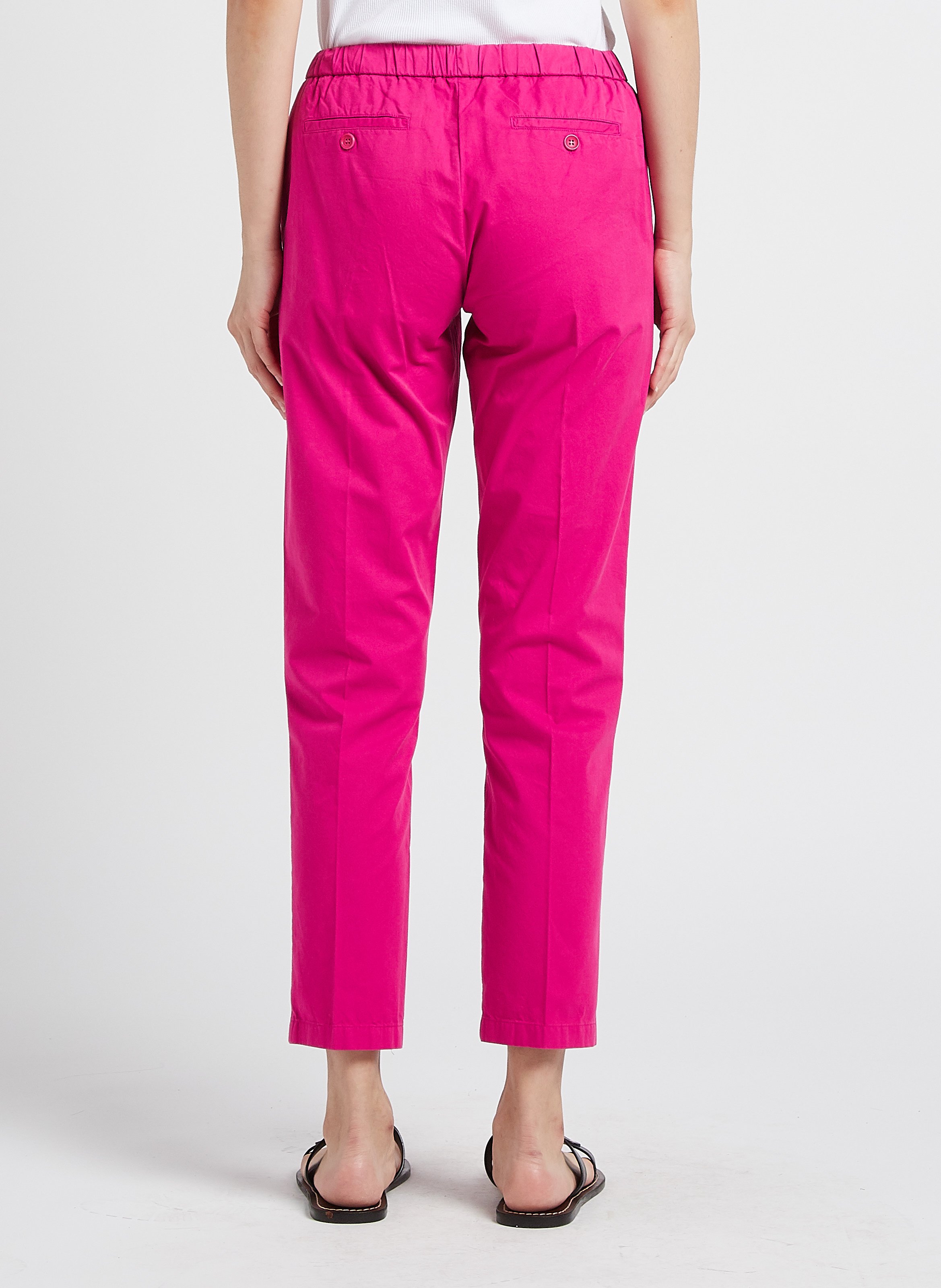 Pantalon droit en gabardine de coton HARTFORD Rose