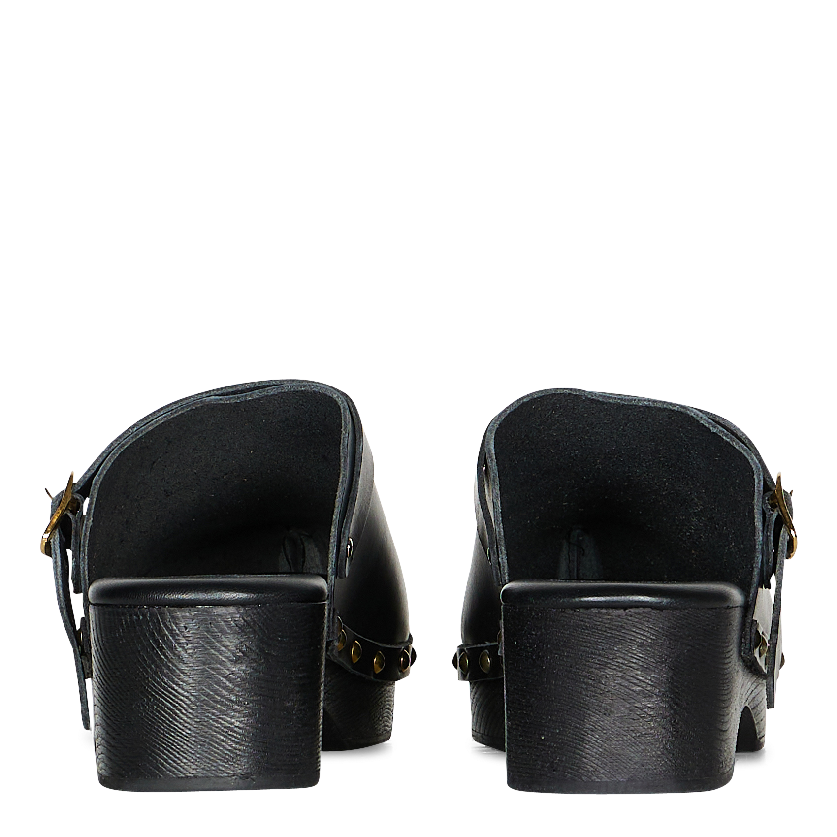 Sabots compensés en cuir ANCIENT GREEK SANDALS Noir