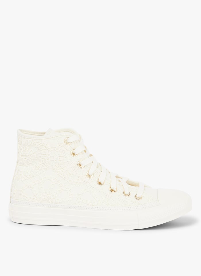 High top Embroidered Canvas Sneakers Khaki off White Converse